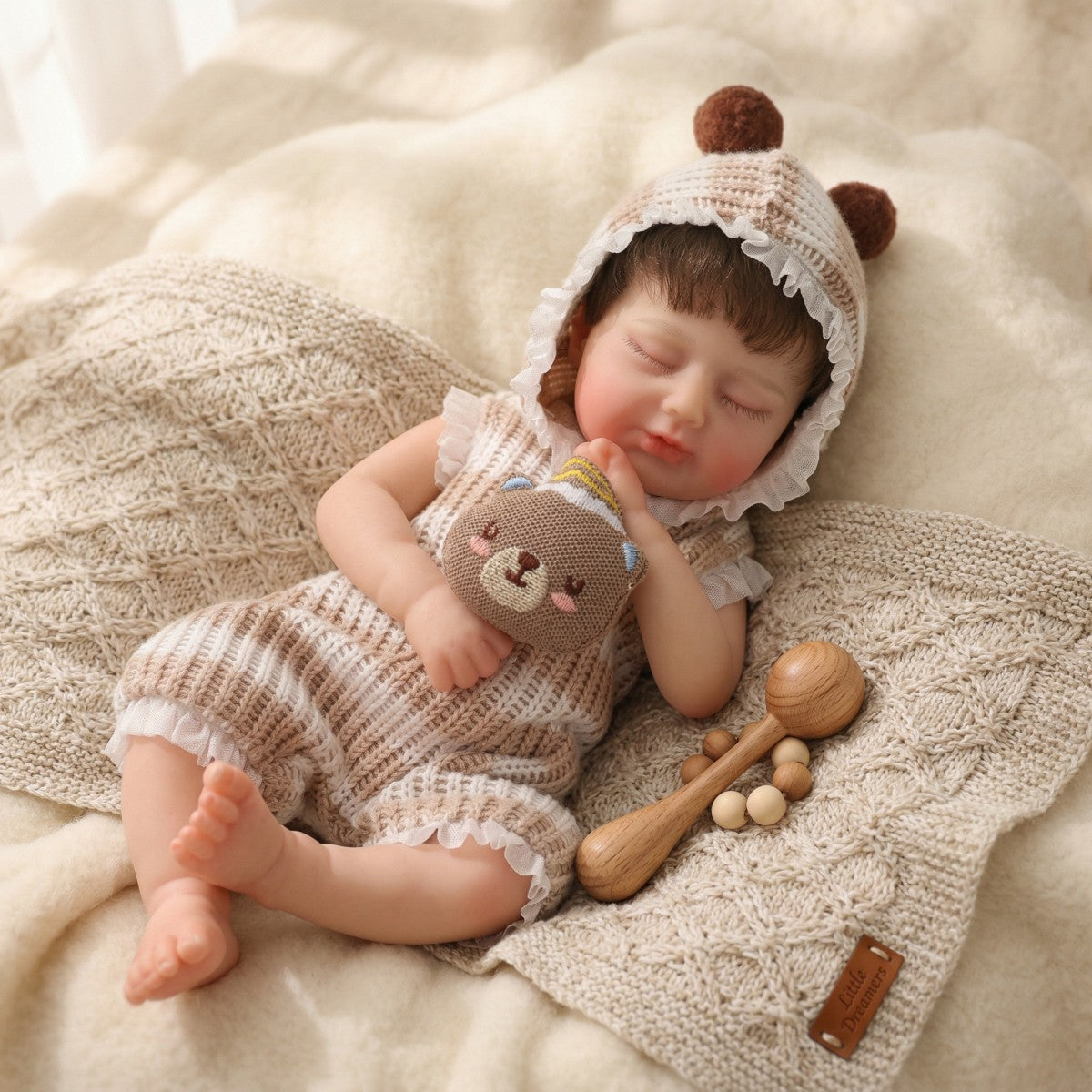 12 Zoll 30 cm Reborn-Puppe aus Vollsilikon mit implantiertem Haar, Simulations-Baby zum Umziehen