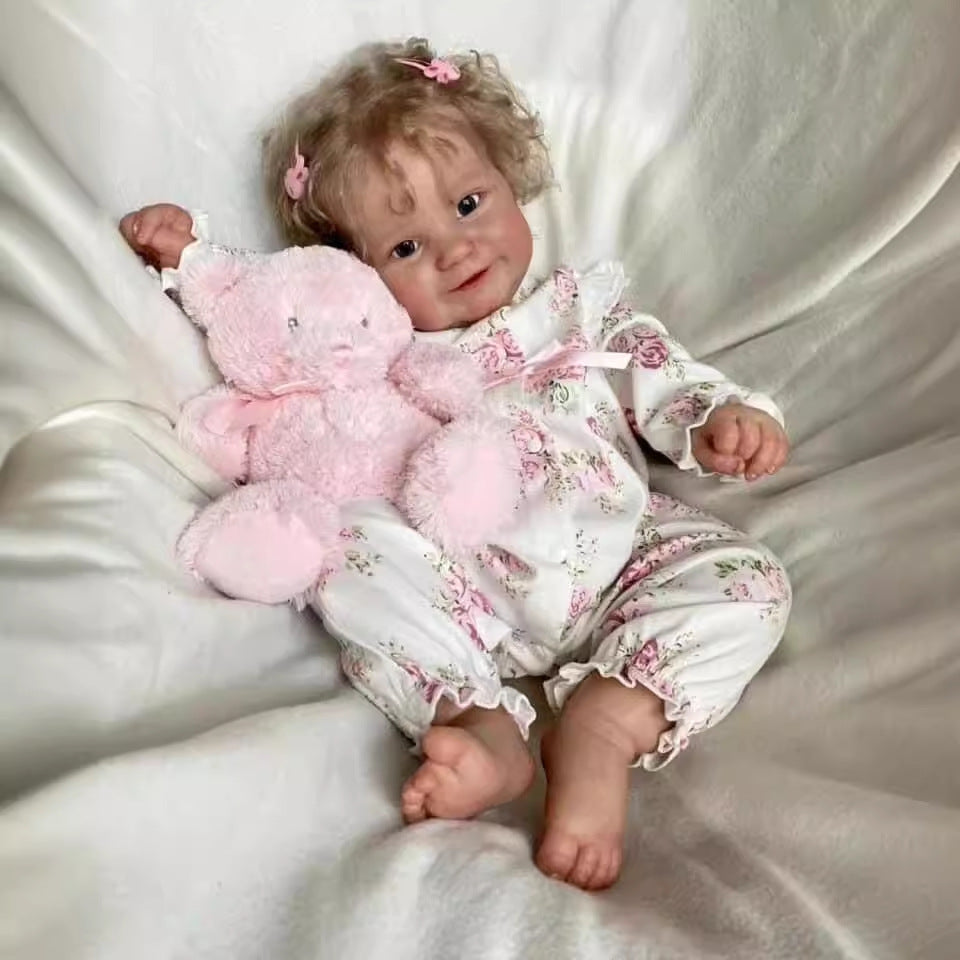 20/24 Zoll Reborn Puppe süßes Mädchen mit Stoffkörper und verwurzeltem blondem Haar, realistisches Kinderspielzeug und Geschenk