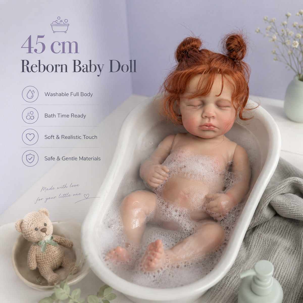 Lebensechte 46 cm Puppe mit Ganzkörper-Vinyl, fühlt sich an wie ein echtes Baby, ideal als Geschenk zum Geburtstag oder zu Feiertagen