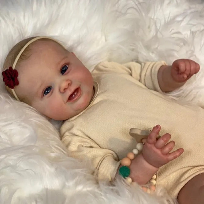 60 cm lebensechte Reborn-Babypuppe mit Stoffkörper, neugeborenes Mädchen, handbemalte Haare, als Geschenk