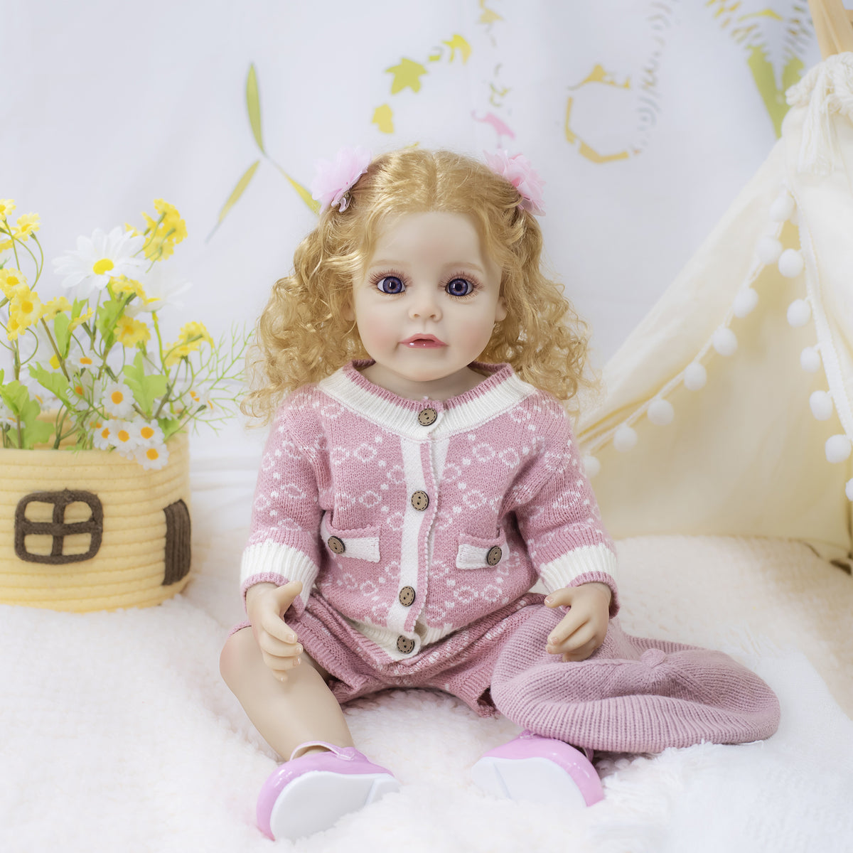 22-Zoll lebensechte Reborn-Puppe mit Ganzkörper-Vinyl, süße Geschenkidee für Kinder und Erwachsene zu besonderen Anlässen