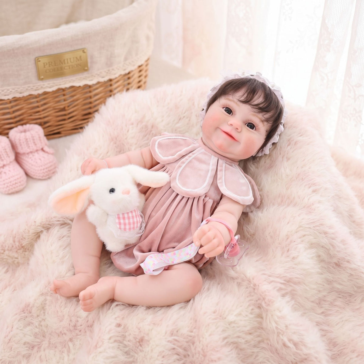 22 Zoll handgefertigte Reborn-Puppe, lebensechte 3D-Haut mit Adern, Ganzkörper-Vinyl-Babypuppe, Geschenk für kleine Mädchen