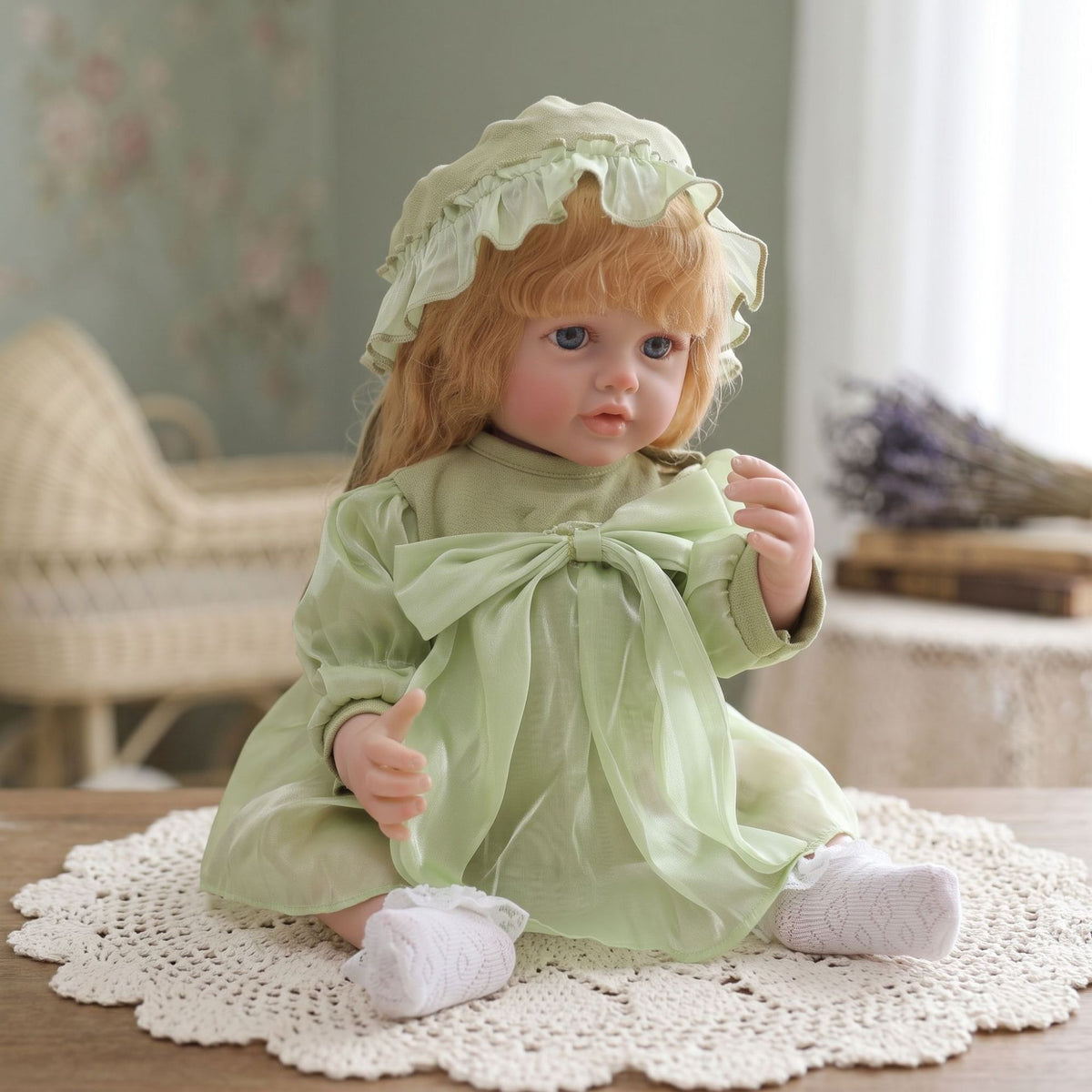 Ultrarealistische 22-Zoll Reborn-Neugeborenenpuppe mit Ganzkörper-Vinyl, weiche bewegliche Gliedmaßen, sichere Begleiterpuppe für Kinder