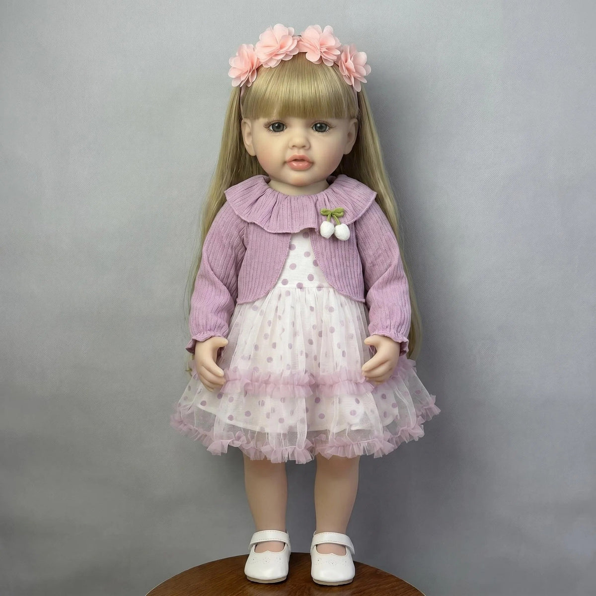 Lebensechtes blondes Mädchen, 56 cm, mit Ganzkörper-Vinyl, therapeutisches Begleitspielzeug, geeignet für jeden Anlass, als Geschenküberraschung