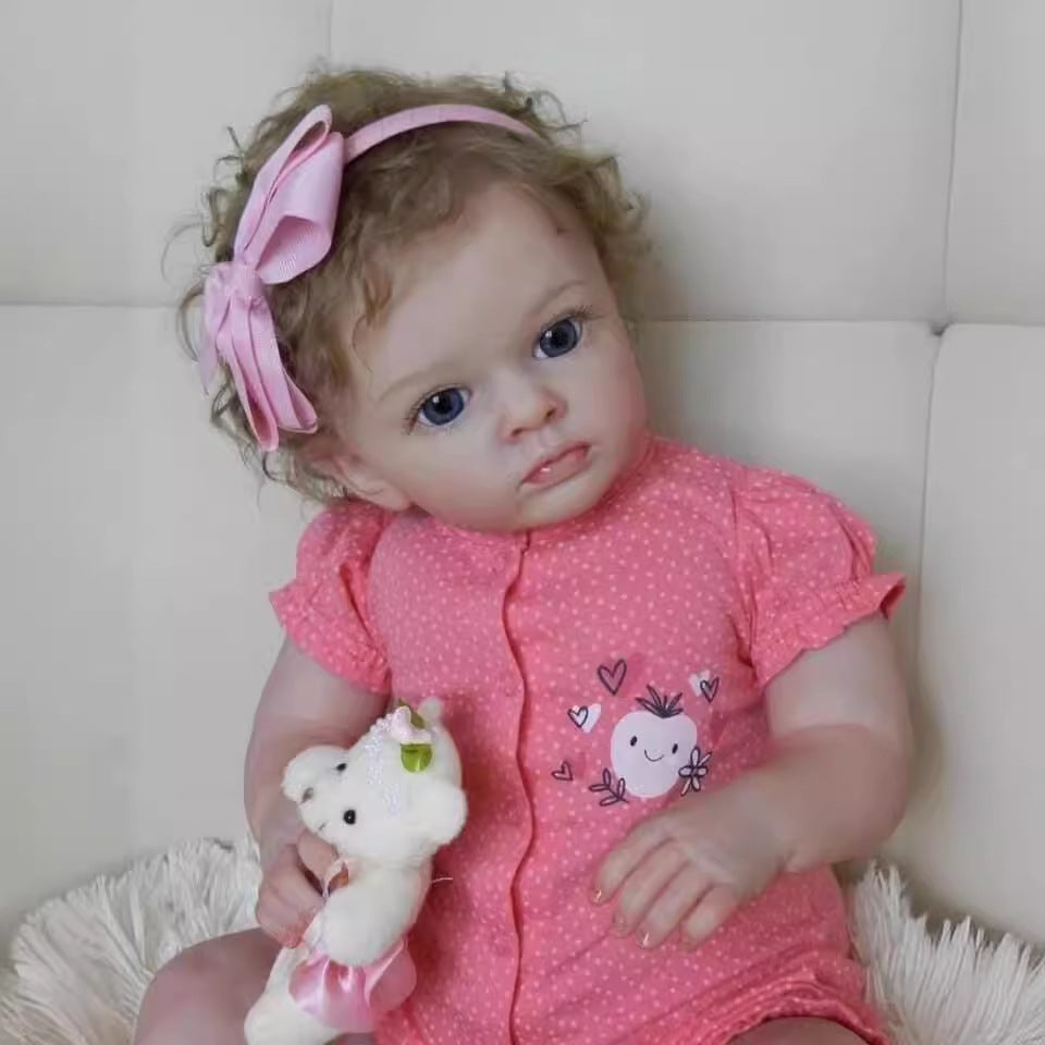 24 Zoll Reborn Babypuppe realistisch mit Stoffkörper Kleinkind Neugeborenes Mädchen Puppe Geschenk