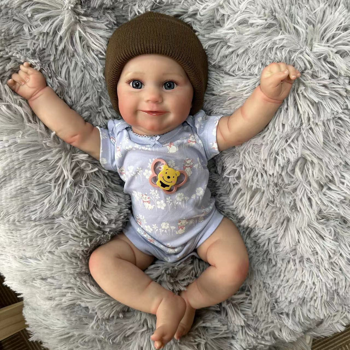 20 Zoll realistische Reborn-Neugeborenen-Puppe mit Stoffkörper, detaillierter 3D-Haut mit Adern, handgefertigte Spielzeugpuppe als Geburtstagsgeschenk für Mädchen