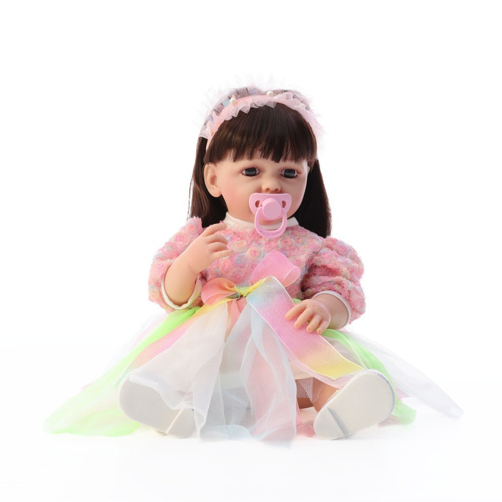Englisch Russisch Spanisch Weinende und lachende Dialog-Puppe, 22 Zoll, Ganzkörper-Kunststoff-Reborn-Puppe, Simulations-Babypuppe für Mädchen