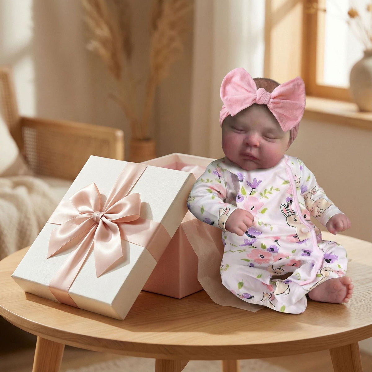 Lebensechte Reborn-Babypuppen, 19 Zoll schlafende Babypuppen, weicher Stoffkörper mit Zubehör, Geschenkbox für Kinder ab 3 Jahren
