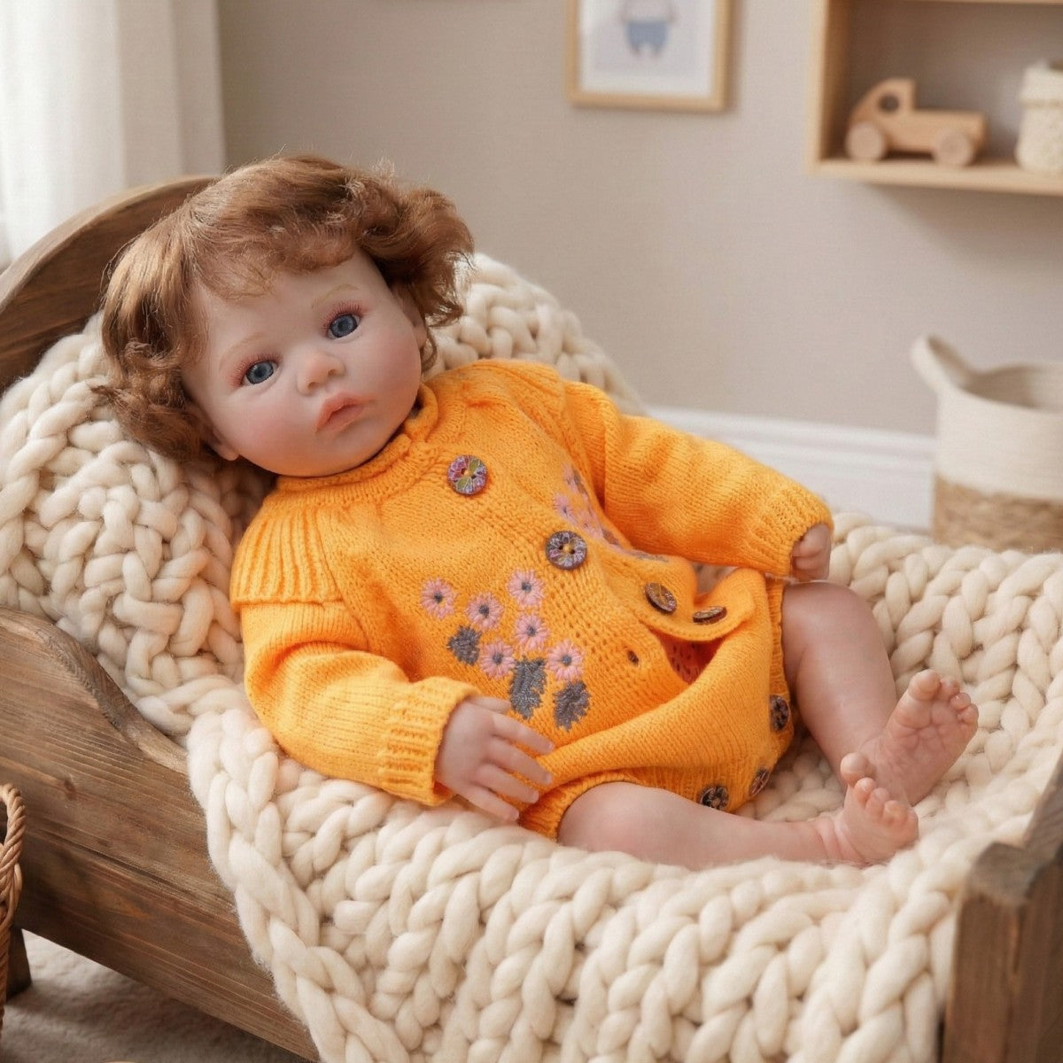 45 cm Reborn-Puppe mit implantierten Haaren, Baby-Simulation