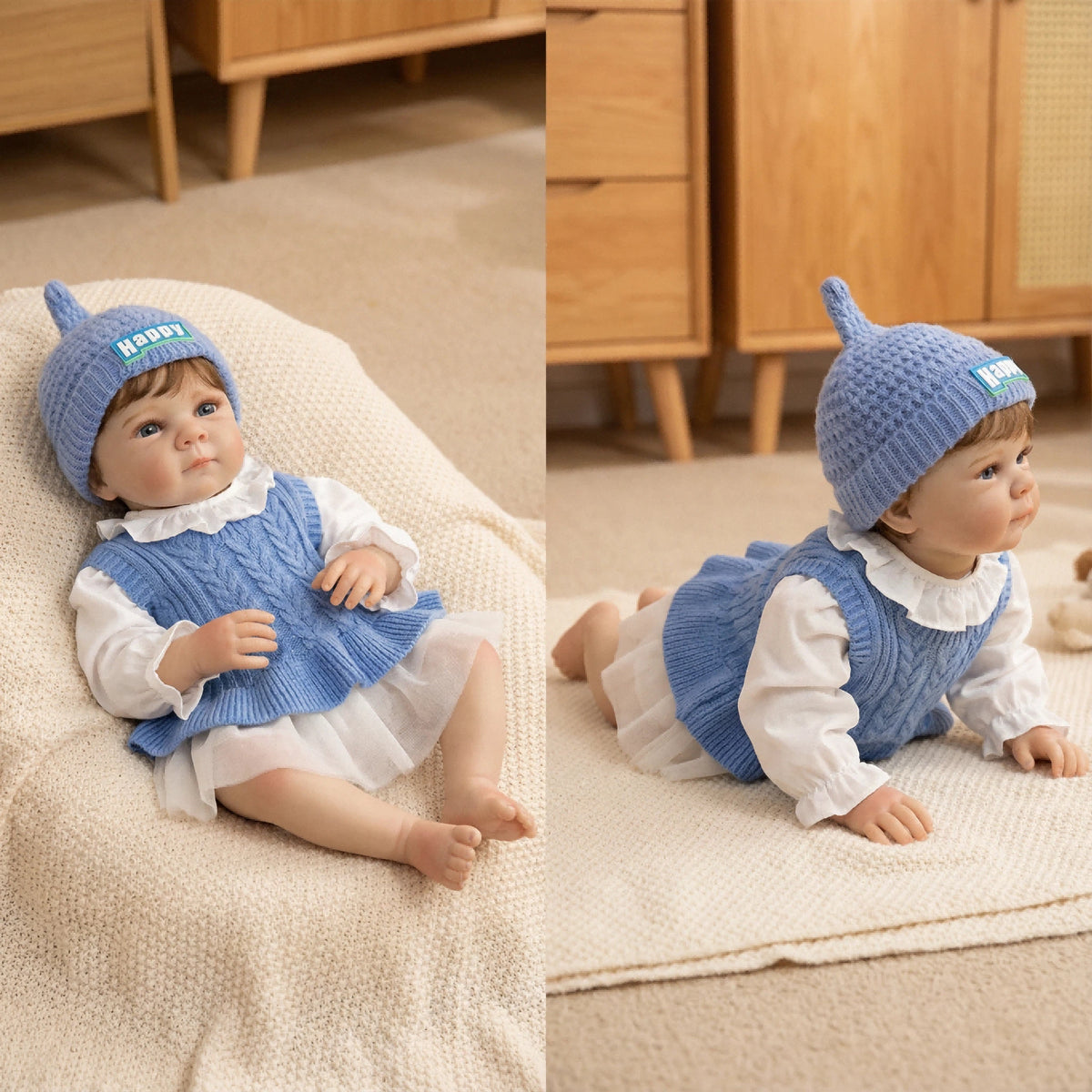 18 Zoll lebensechte Reborn-Babypuppe, Ganzkörper-Vinyl, lebensecht mit sichtbaren Adern, Neugeborenen-Babypuppe