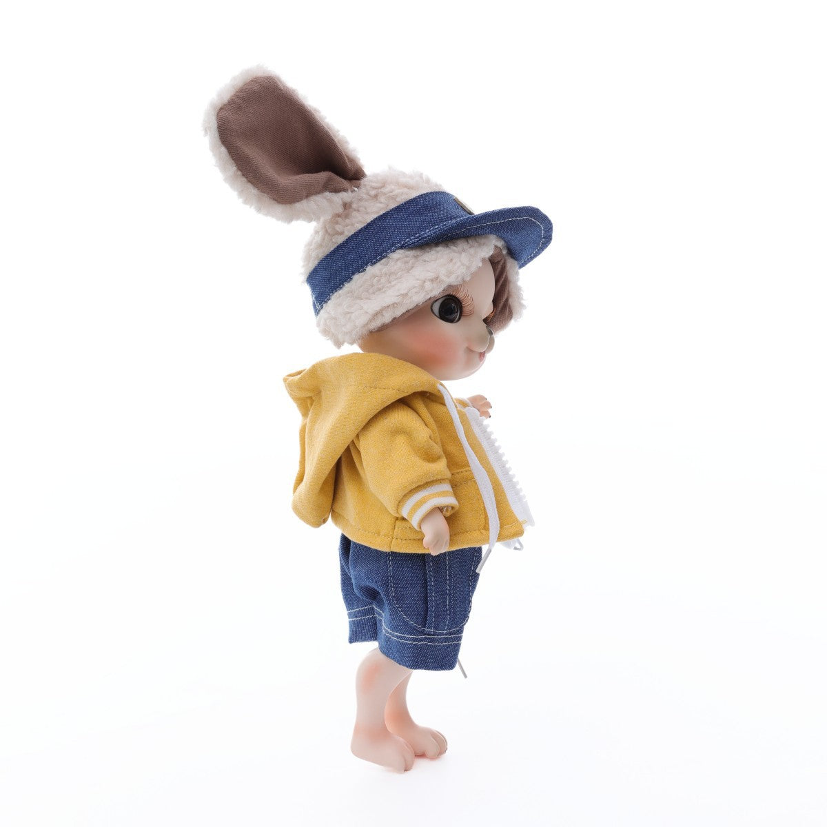 Entzückende 10-Zoll-Porzellan-Anziehpuppe Gelber Hase (BJD)