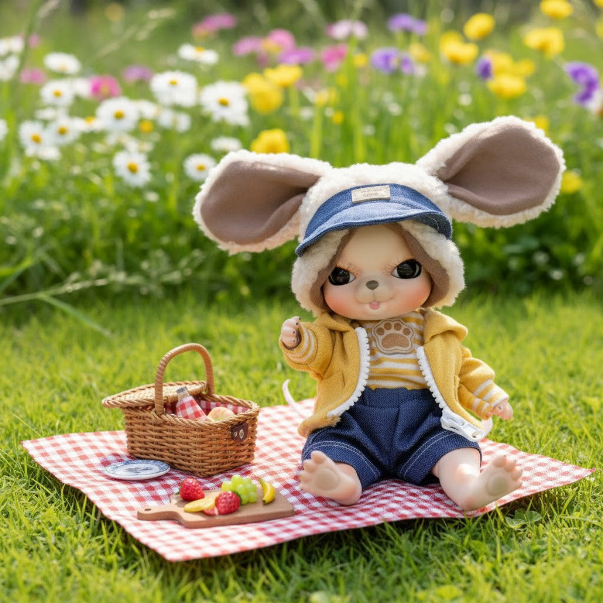 Entzückende 10-Zoll-Porzellan-Anziehpuppe Gelber Hase (BJD)