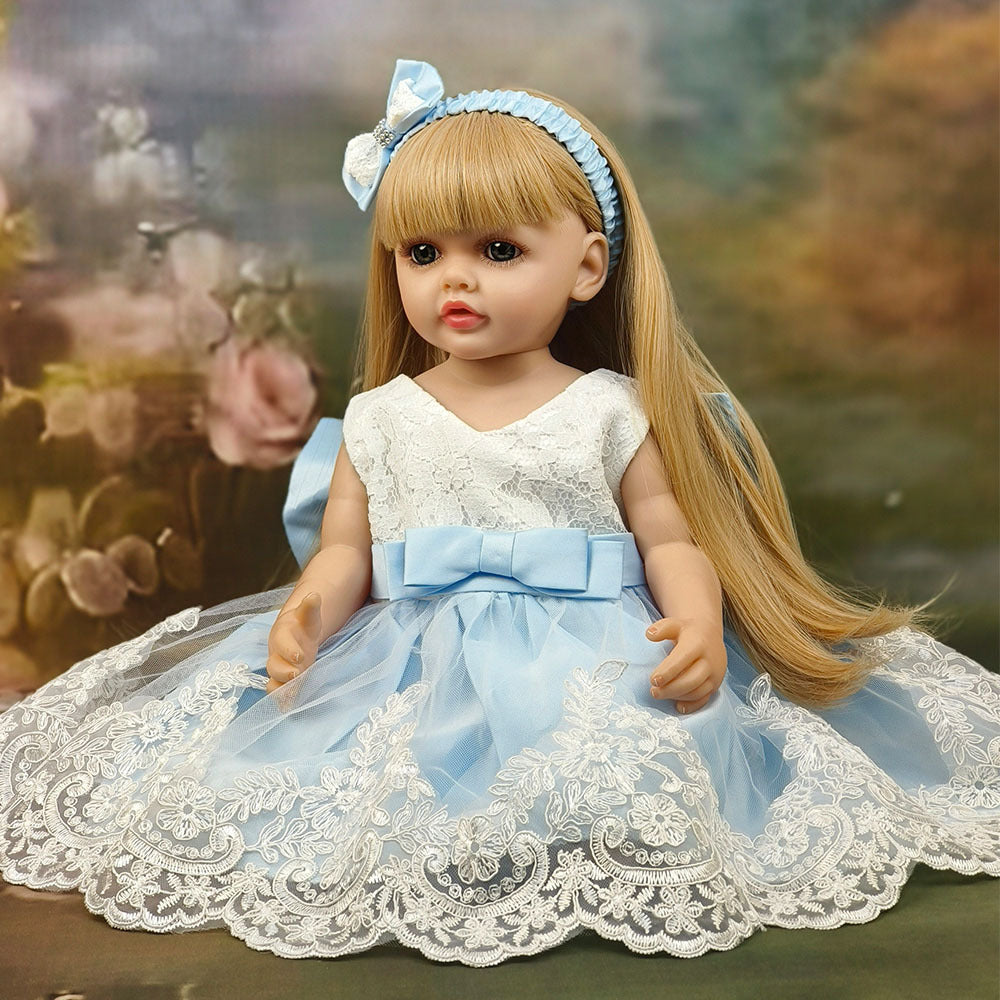 22-Zoll-Reborn-Puppe mit Ganzkörper-Vinyl und Geräuschsensor, fesselndes Spielzeug, perfektes Geschenk für Kinder und erwachsene Sammler zu besonderen Anlässen