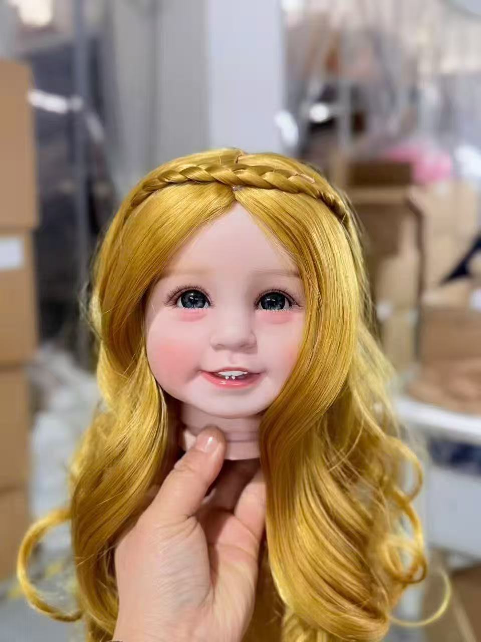 Ersatzperücke für Reborn-Puppen, langes glattes oder lockiges Haar mit Pony, in verschiedenen Farben wie Pink, Blond oder Regenbogenfarben, geflochtene Puppenperücke passend für 20–22 Zoll Reborn-Babypuppen