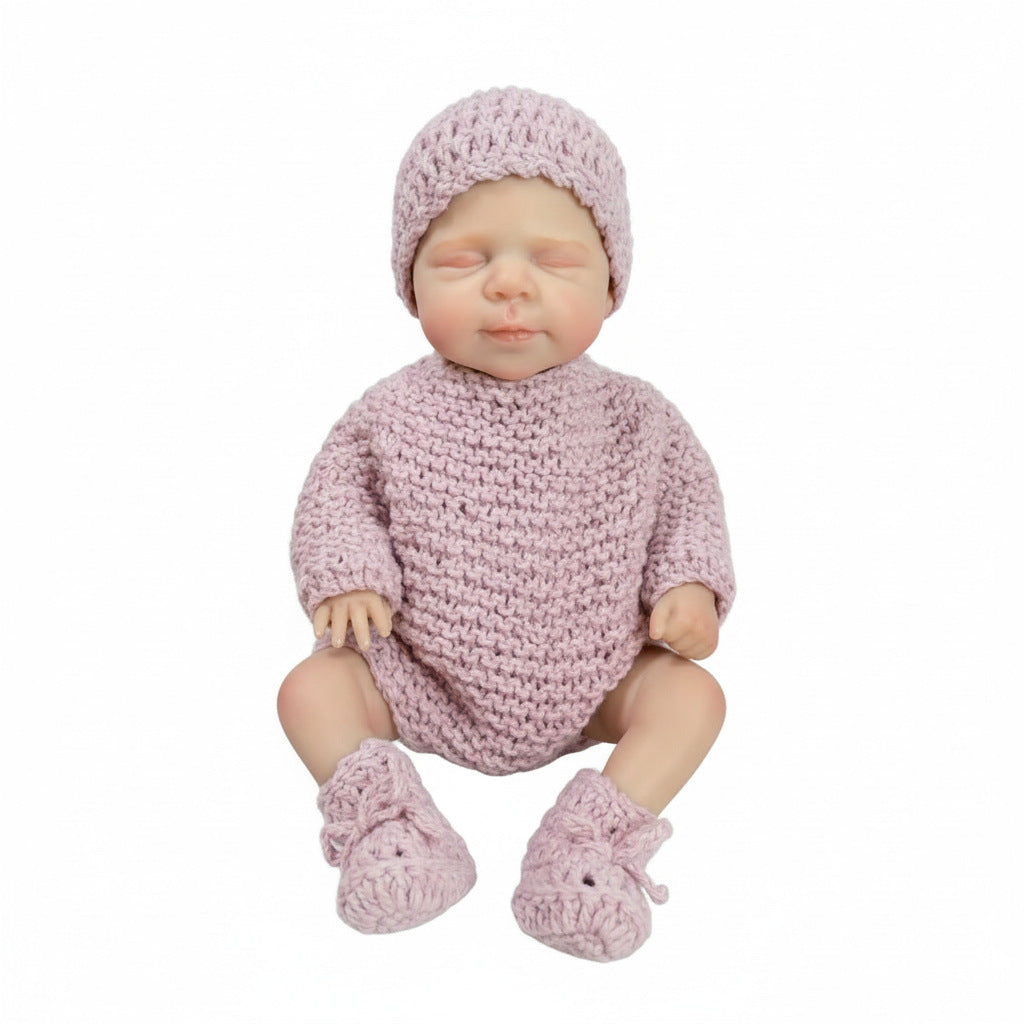 12-Zoll-Reborn-Puppe aus massivem Silikon, hellvioletter Pullover, Pascale-Simulationsspielzeugpuppe