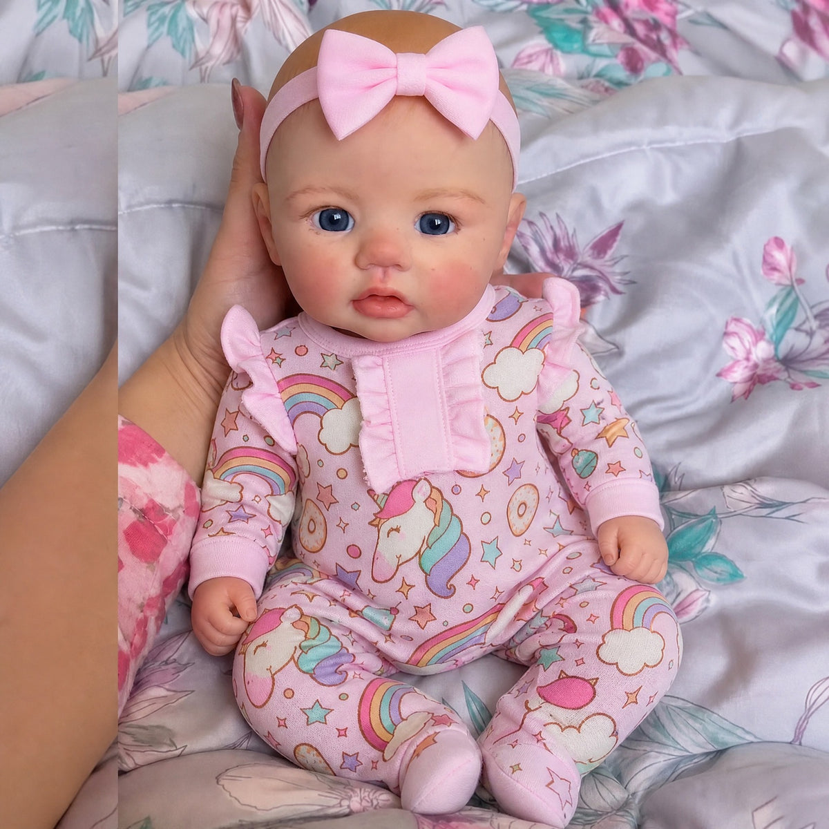 16-Zoll-Babypuppe aus Vollsilikon, lebhaftes Outfit mit Einhorn-Druck, unvergessliches Geschenk für Geburtstage und Feiertage