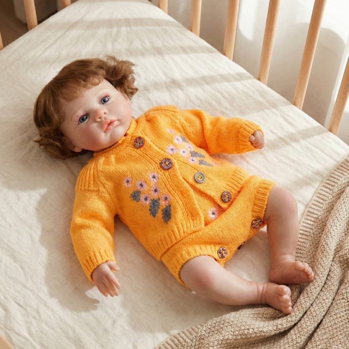 45 cm Reborn-Puppe mit implantierten Haaren, Baby-Simulation