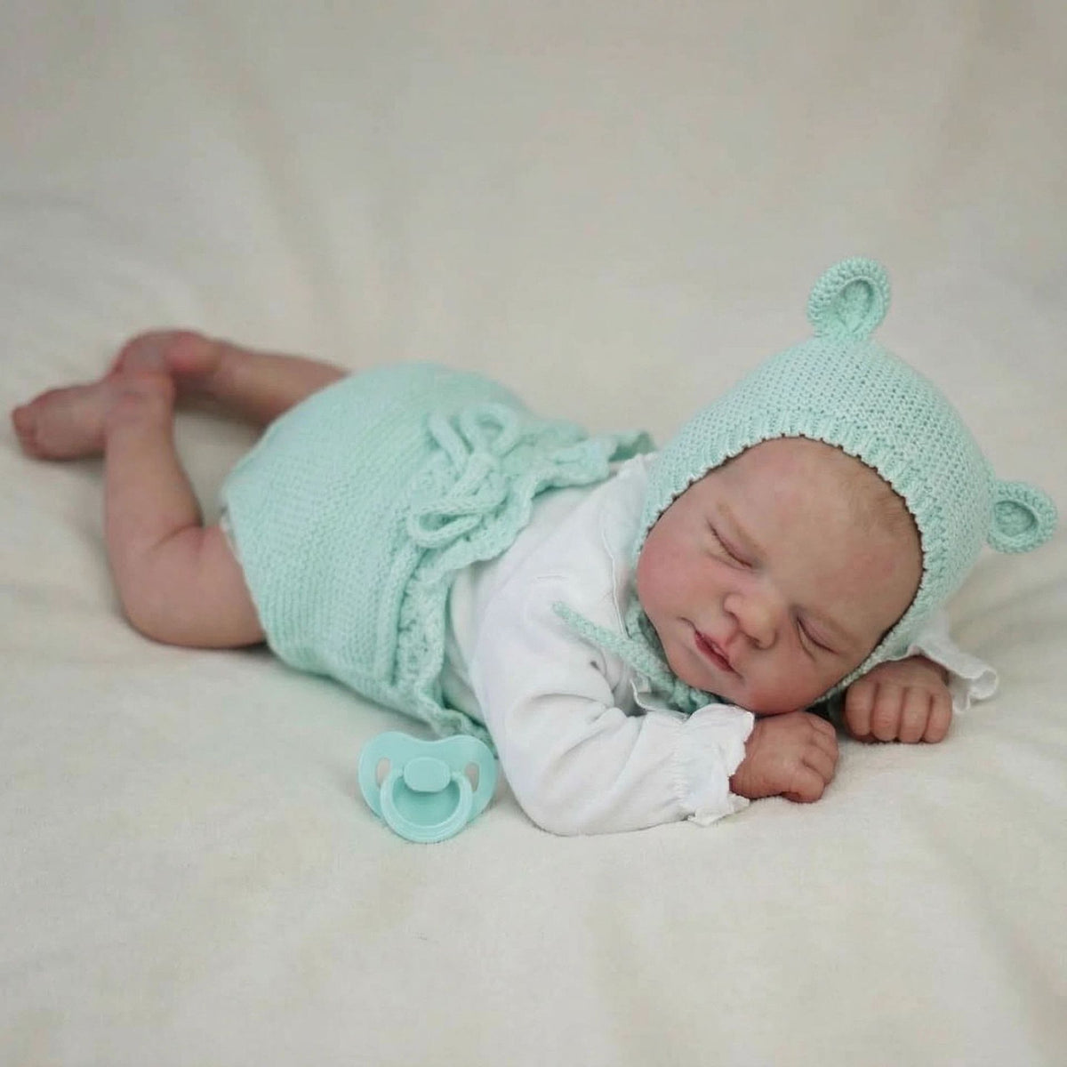 19-Zoll-Reborn-Puppenset im hellblauen Pullover, Simulationspuppe, Neugeborenes