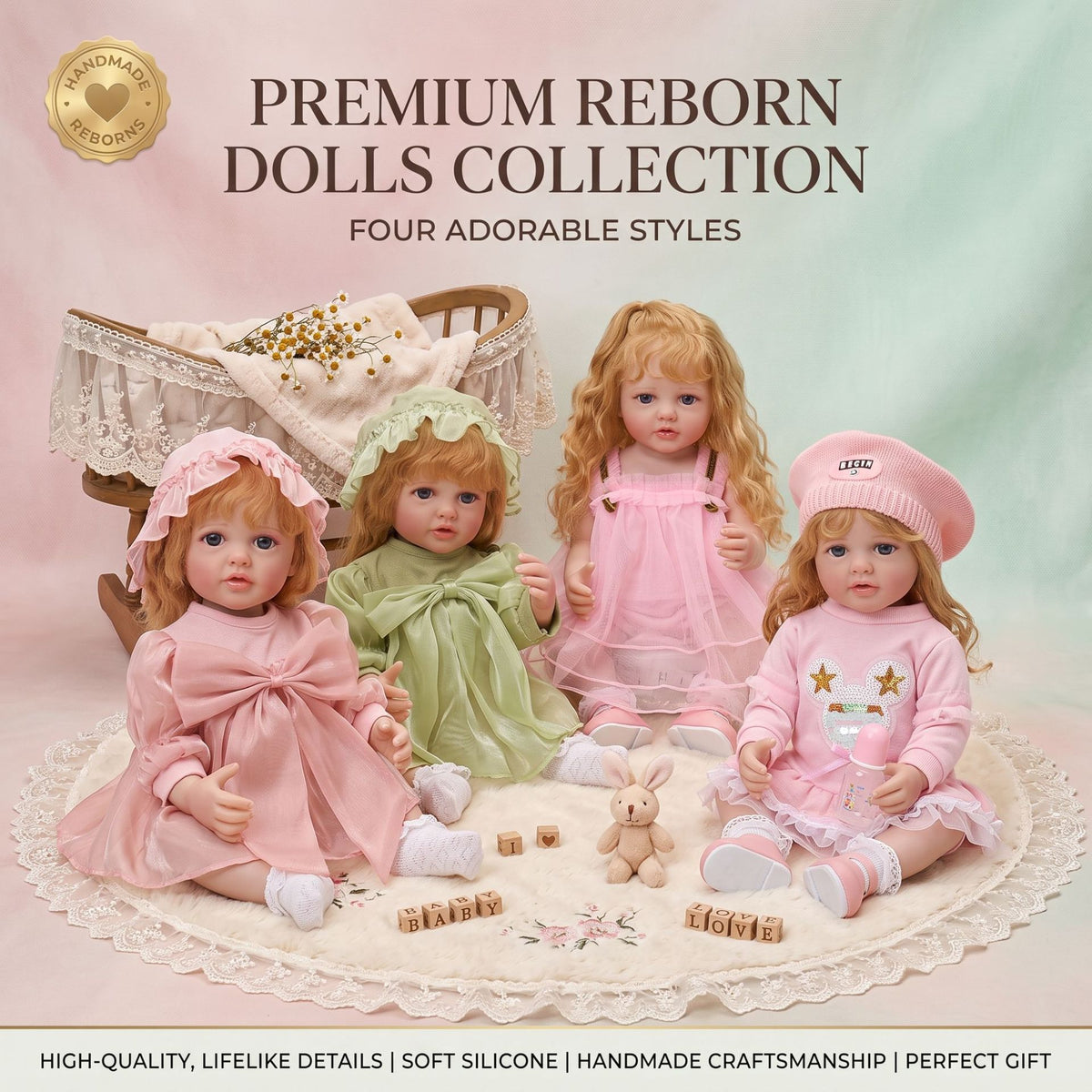 Ultrarealistische 22-Zoll Reborn-Neugeborenenpuppe mit Ganzkörper-Vinyl, weiche bewegliche Gliedmaßen, sichere Begleiterpuppe für Kinder
