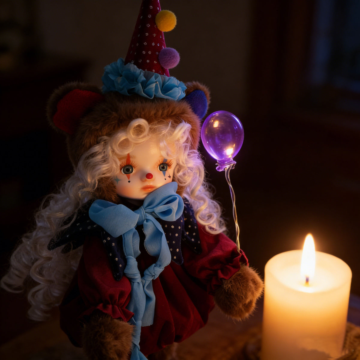 13 Zoll 33 cm Vintage-Clown-Puppe, Keramikgesicht, exquisite Puppe, Spielzeug, hochwertiges Geschenk, Sammlerstück, Dekoration, Ornament