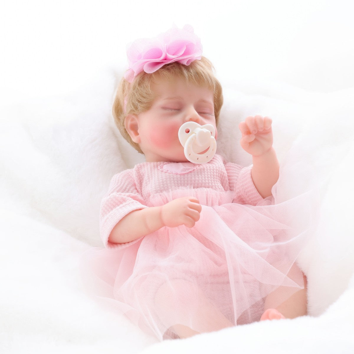12-Zoll-Vollsilikon-Simulationsbaby, 30 cm Reborn-Puppe, realistisch knetbar, angenehme Haptik, geschlossene Augen, dehnbar