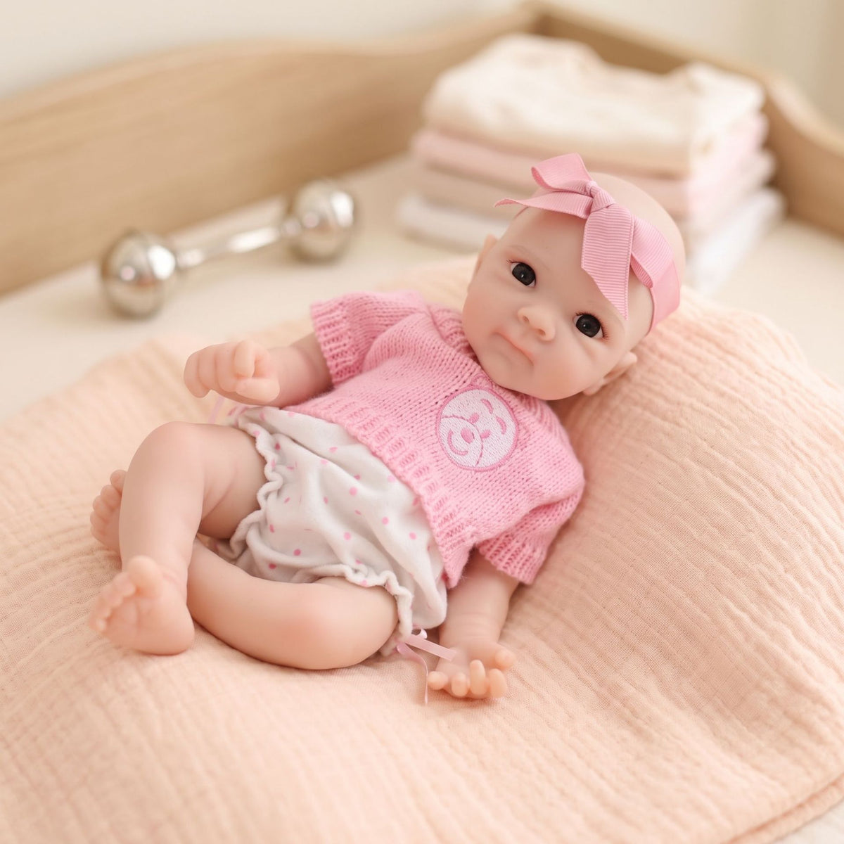12 Zoll lebensechte Reborn-Babypuppe mit voll massivem Silikonkörper, realistische 3D-Haut mit Adern, handgefertigte Neugeborenenpuppe, perfektes Geburtstags- oder Weihnachtsgeschenk für kleine Mädchen