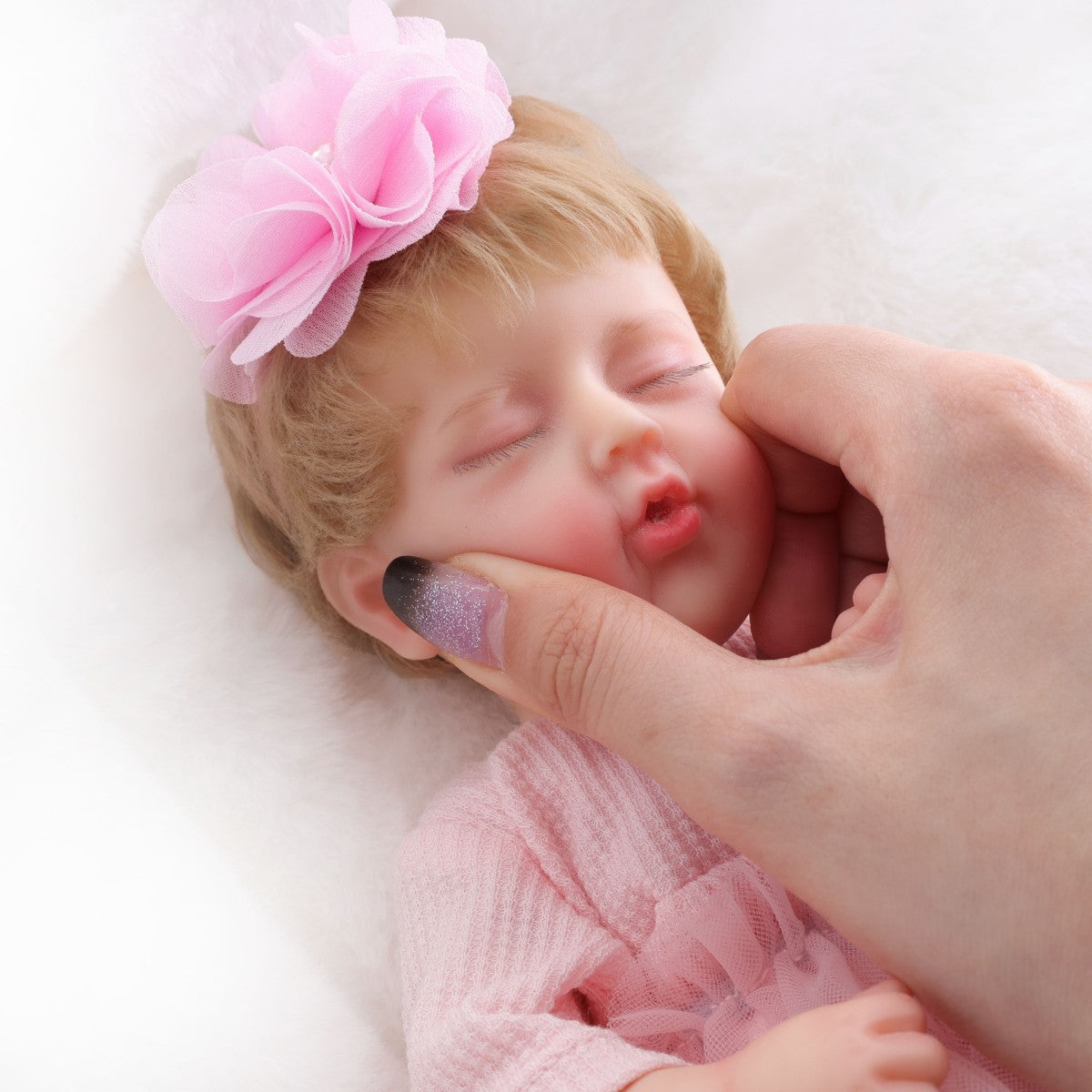 12-Zoll-Vollsilikon-Simulationsbaby, 30 cm Reborn-Puppe, realistisch knetbar, angenehme Haptik, geschlossene Augen, dehnbar