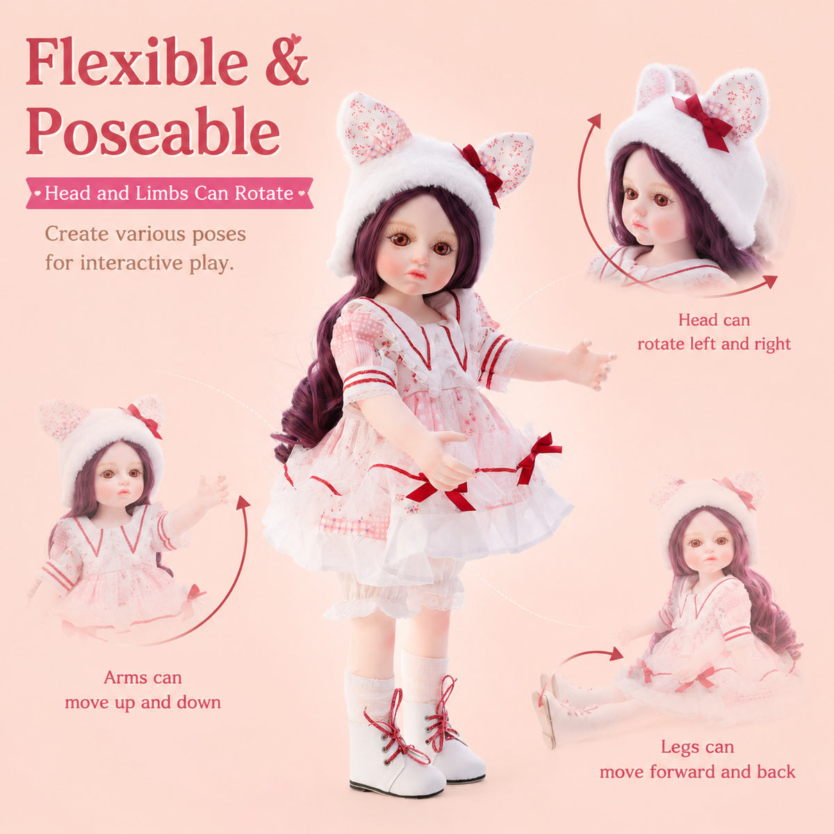 18-Zoll/45-cm-Reborn-Puppe, implantiertes Haar, Reborn-Puppe mit Ganzkörper-Vinyl, aufwendig handbemalt, 3D-Anziehpuppe als Geschenk und Sammlerstück
