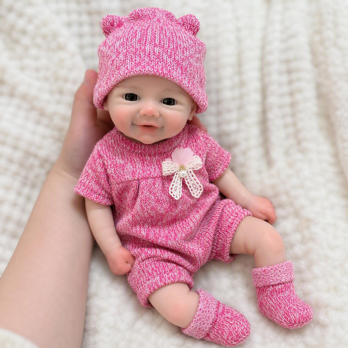 Mini-Spielpuppe aus Vollsilikon, 12 Zoll, bezaubernder fröhlicher Ausdruck, ideal für Geburtstagsfeiern und die Feiertage