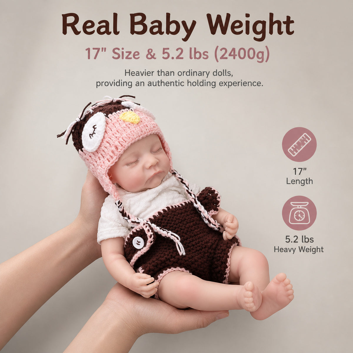 17 Zoll handgefertigte lebensechte Reborn-Puppe, voller Körper aus massivem Silikon, realistisches Neugeborenes, Spielzeug-Geschenk für Mädchen und Puppensammler