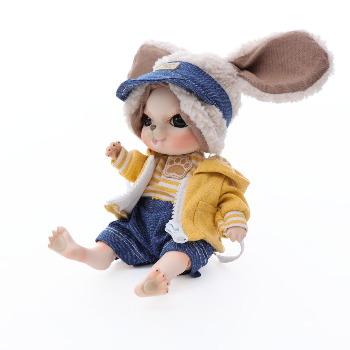 Entzückende 10-Zoll-Porzellan-Anziehpuppe Gelber Hase (BJD)