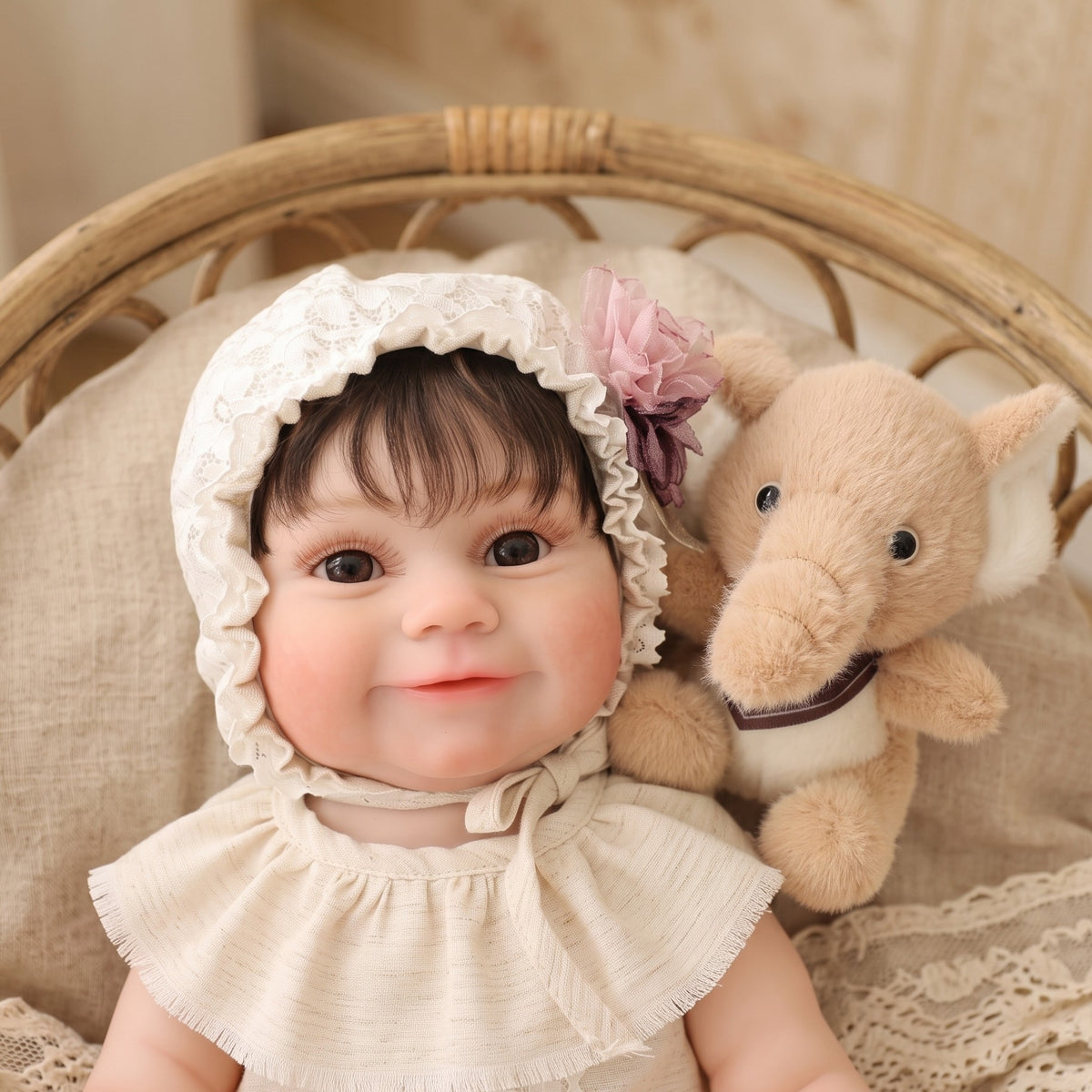 Handgefertigte 22-Zoll-Reborn-Puppe mit realistischer 3D-Hautstruktur und sichtbaren Adern, Ganzkörper-Vinyl, lebensechte Neugeborenen-Puppe, Geburtstagsgeschenk für kleine Mädchen und Sammler
