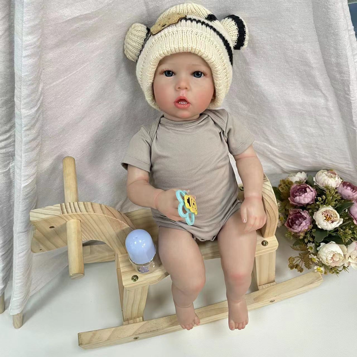 23 Zoll realistische Reborn-Puppe lebensecht mit Stoffkörper Geschenke für Mädchen