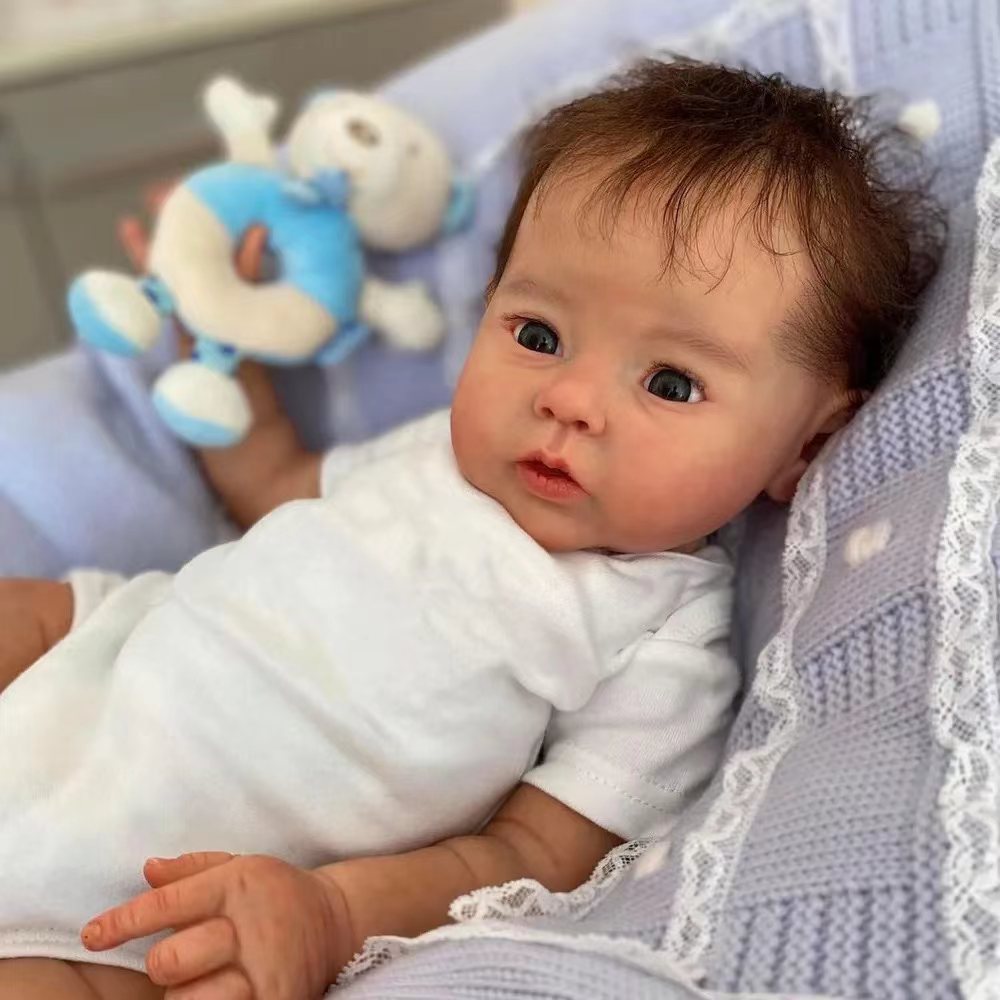 20 Zoll Reborn Puppen mit Stoffkörper, weiche Haptik, implantiertes Haar, neugeborene Babypuppen, Spielzeug für Mädchen, Reborn Puppen