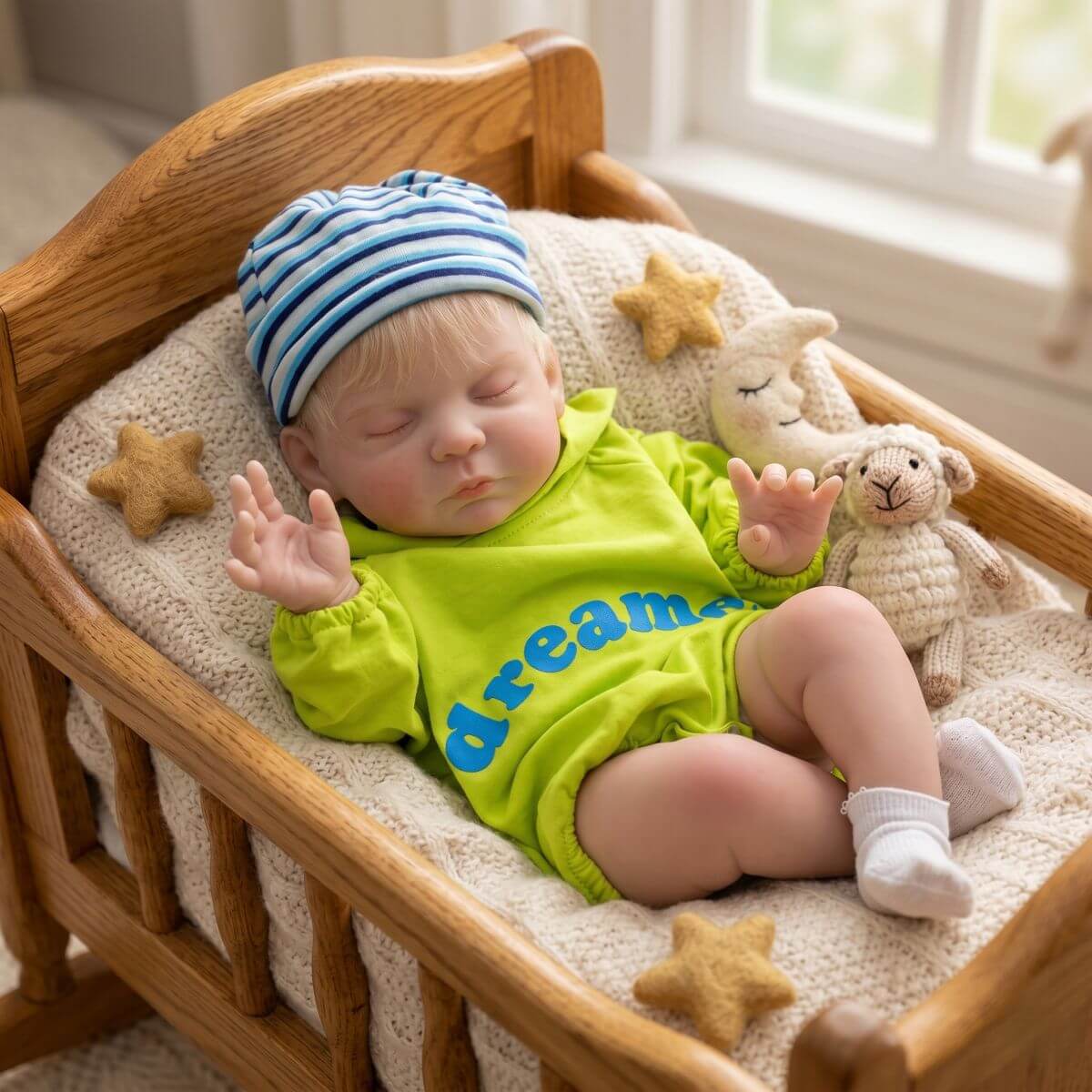 24 Zoll 60 cm Reborn-Puppe mit Haarimplantaten und Stoffkörper