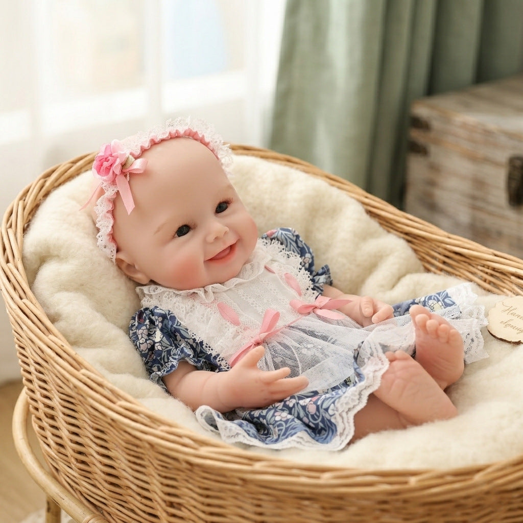 17 Zoll Reborn Babypuppe, niedliche Vollsilikon-Babypuppe, realistische Neugeborenen-Puppe, Spielzeug, Weihnachtsgeschenk