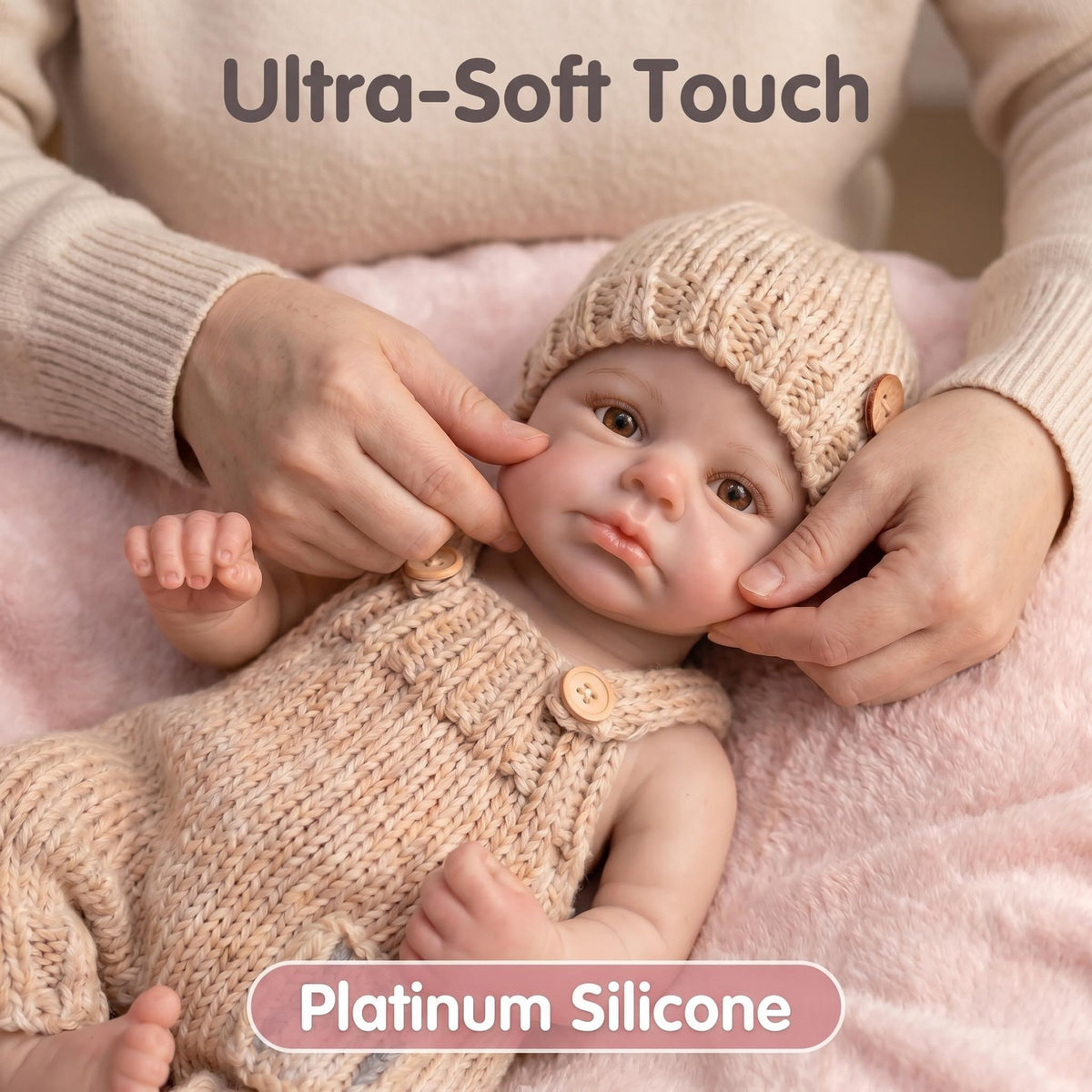 46 cm Reborn-Puppe aus Vollsilikon, mit natürlich wirkenden braunen Augen, künstlerische Reborn-Sammelpuppe, therapeutisches Begleitgeschenk für Geburtstage und Feiertage
