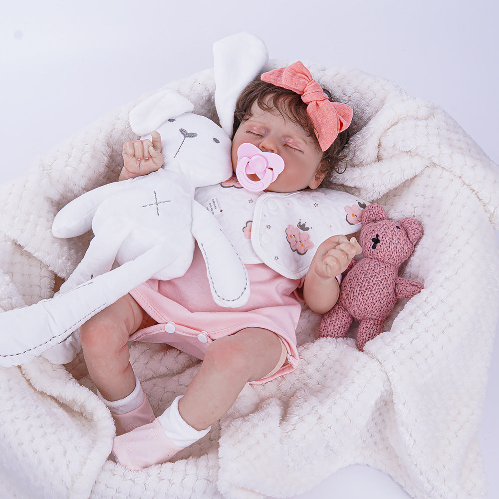 18-Zoll-Reborn-Puppe mit Stoffkörper und kompletter Kleidung, erstklassiges Weihnachtsgeschenk für Puppenliebhaber
