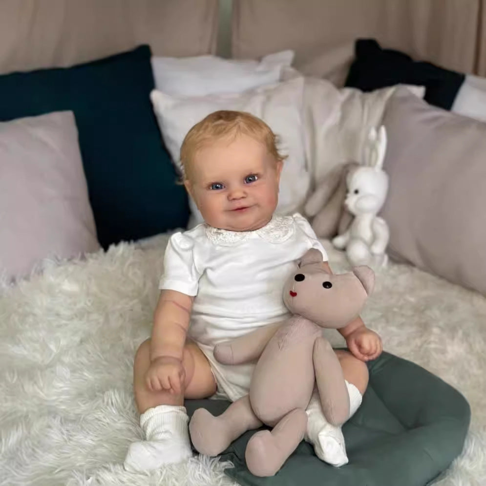 20/24 Zoll Reborn-Puppen mit Stoffkörper, weiche Haptik, implantiertes goldenes Haar, Neugeborenen-Babypuppen Spielzeug für Mädchen Reborn-Puppen
