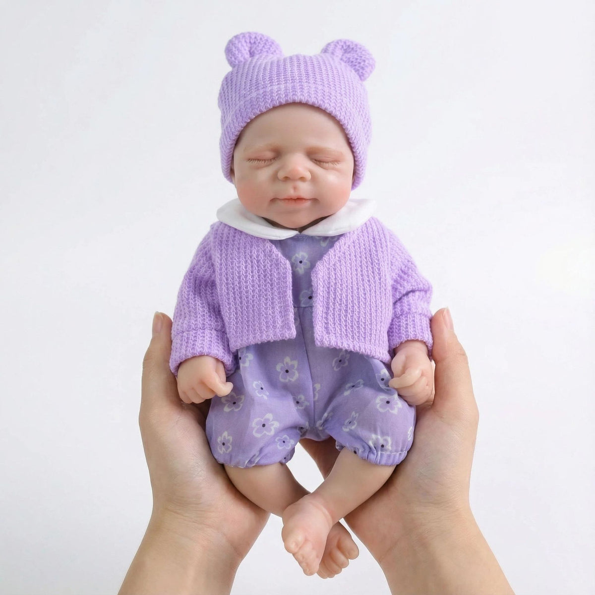 12-Zoll-Pascale-Reborn-Puppe aus massivem Silikon mit lila Strickjacke als Weihnachtsgeschenk für Kinder