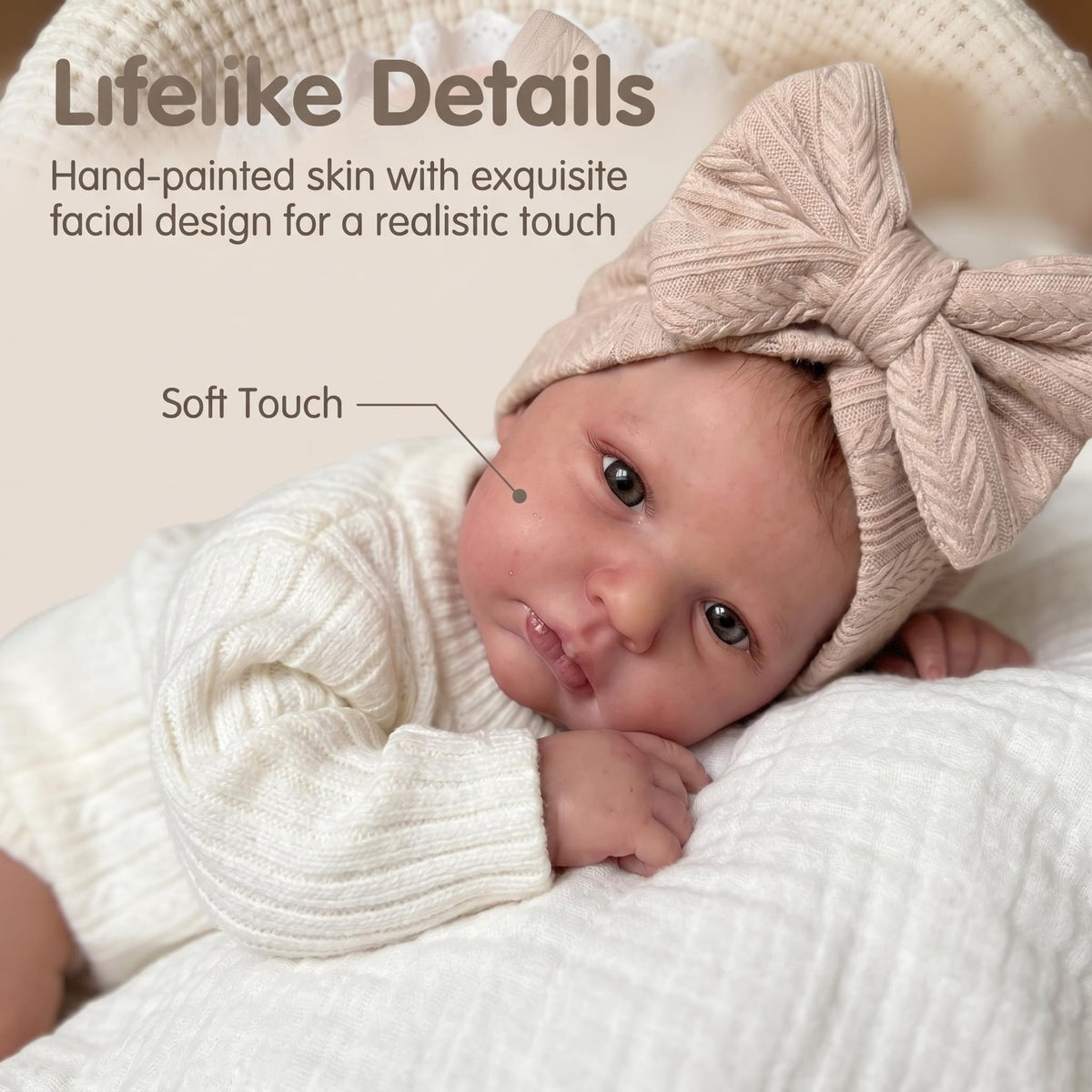 19-Zoll lebensechte Reborn-Puppe mit Stoffkörper, ideal als Weihnachtsgeschenk und Begleiter für Mädchen beim Aufwachsen