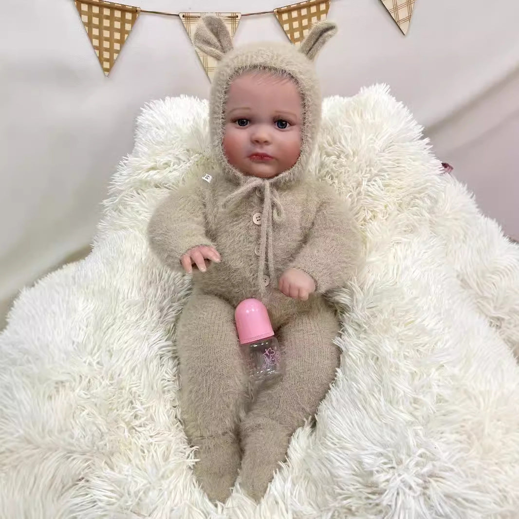 61 cm lebensechte, handgefertigte Reborn-Babypuppe mit Stoffkörper, 3D-Haut, Spielzeug für Kinder, Geschenk für Mädchen