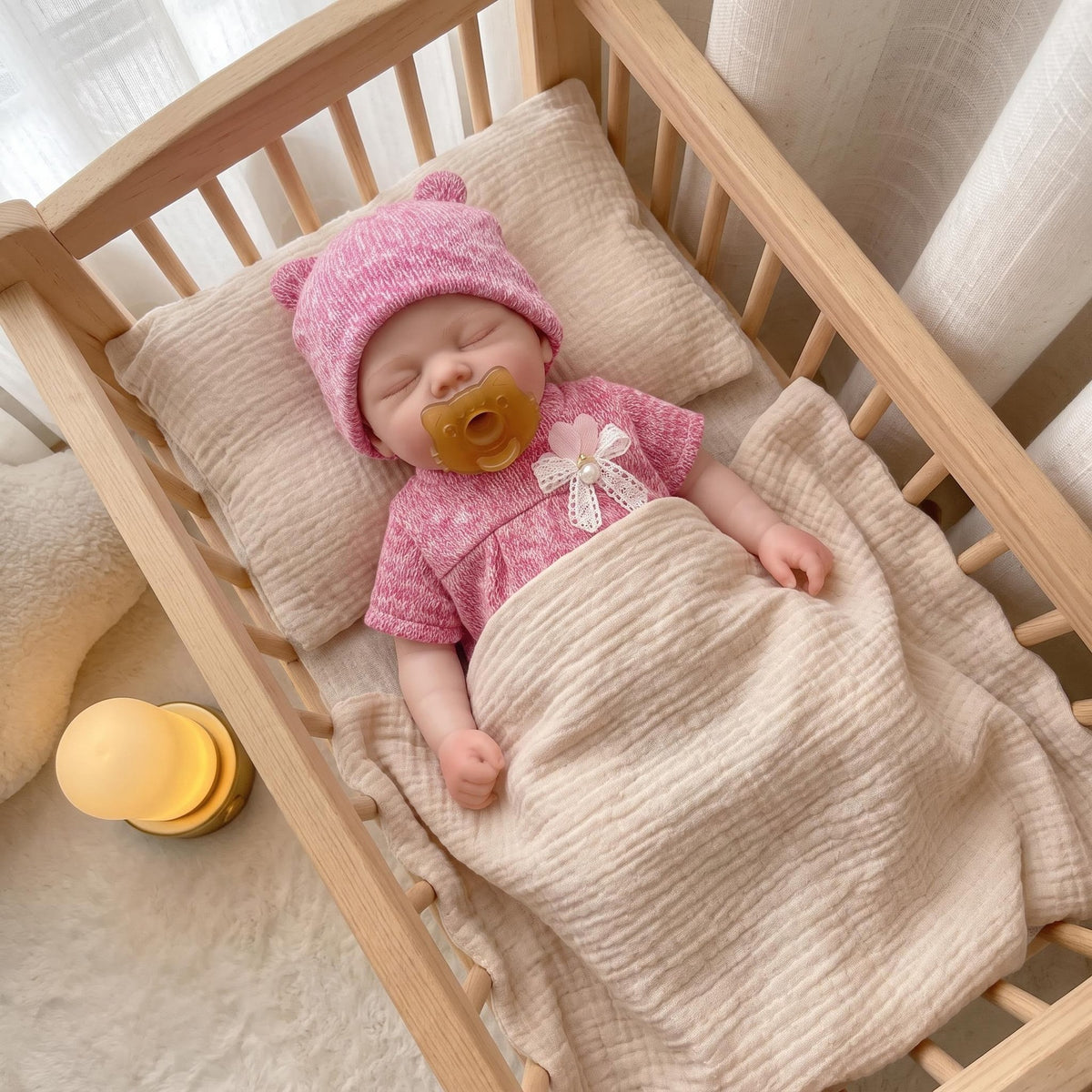 13-Zoll-Ganzsilikon-Schlafpuppe mit Schnuller, bezaubernde Überraschung für Geburtstage und als Feiertagsgeschenk