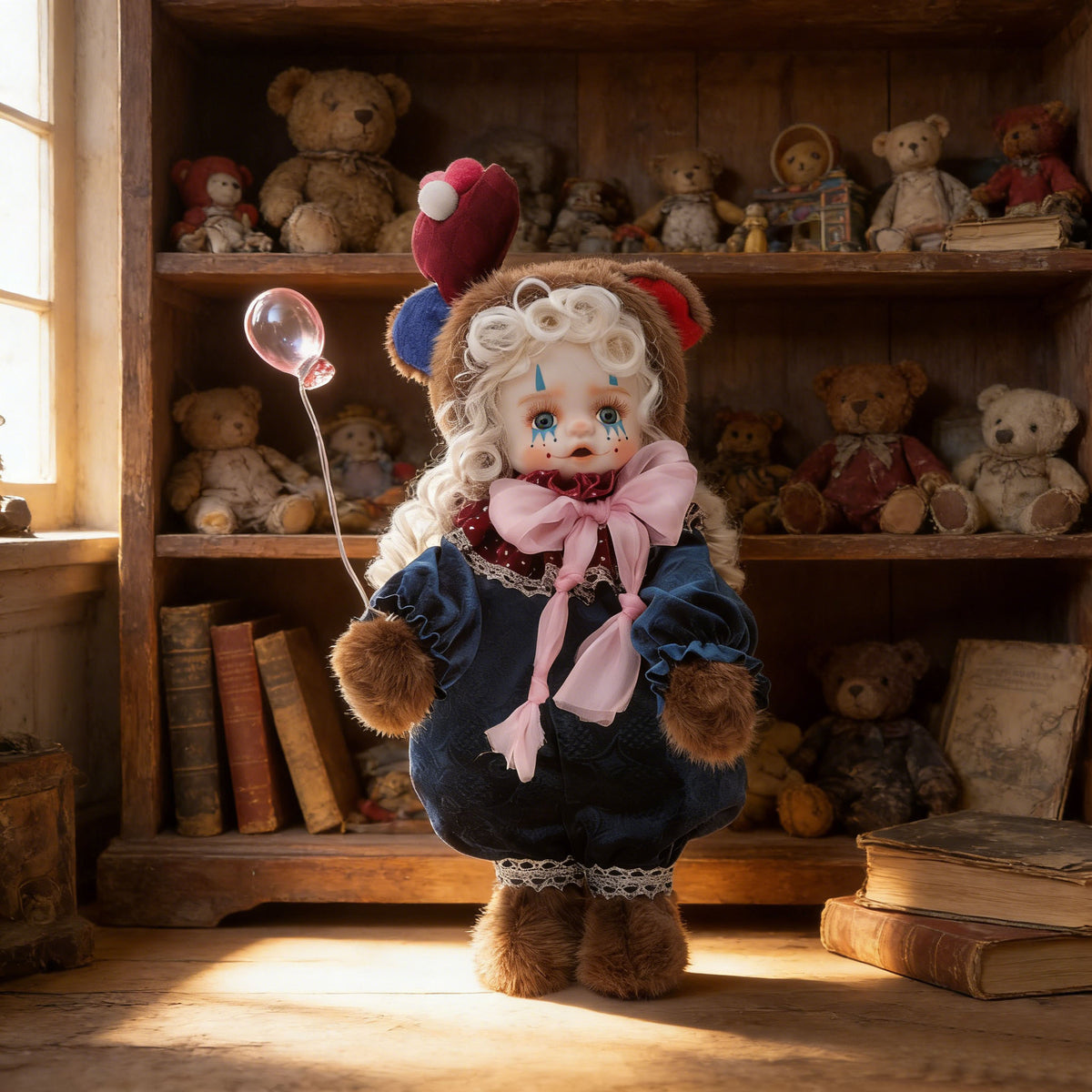 13 Zoll 33 cm Vintage Clown Make-up Keramikgesicht exquisite Puppe Spielzeug hochwertiges Geschenk Sammlerstück Dekoration Ornament