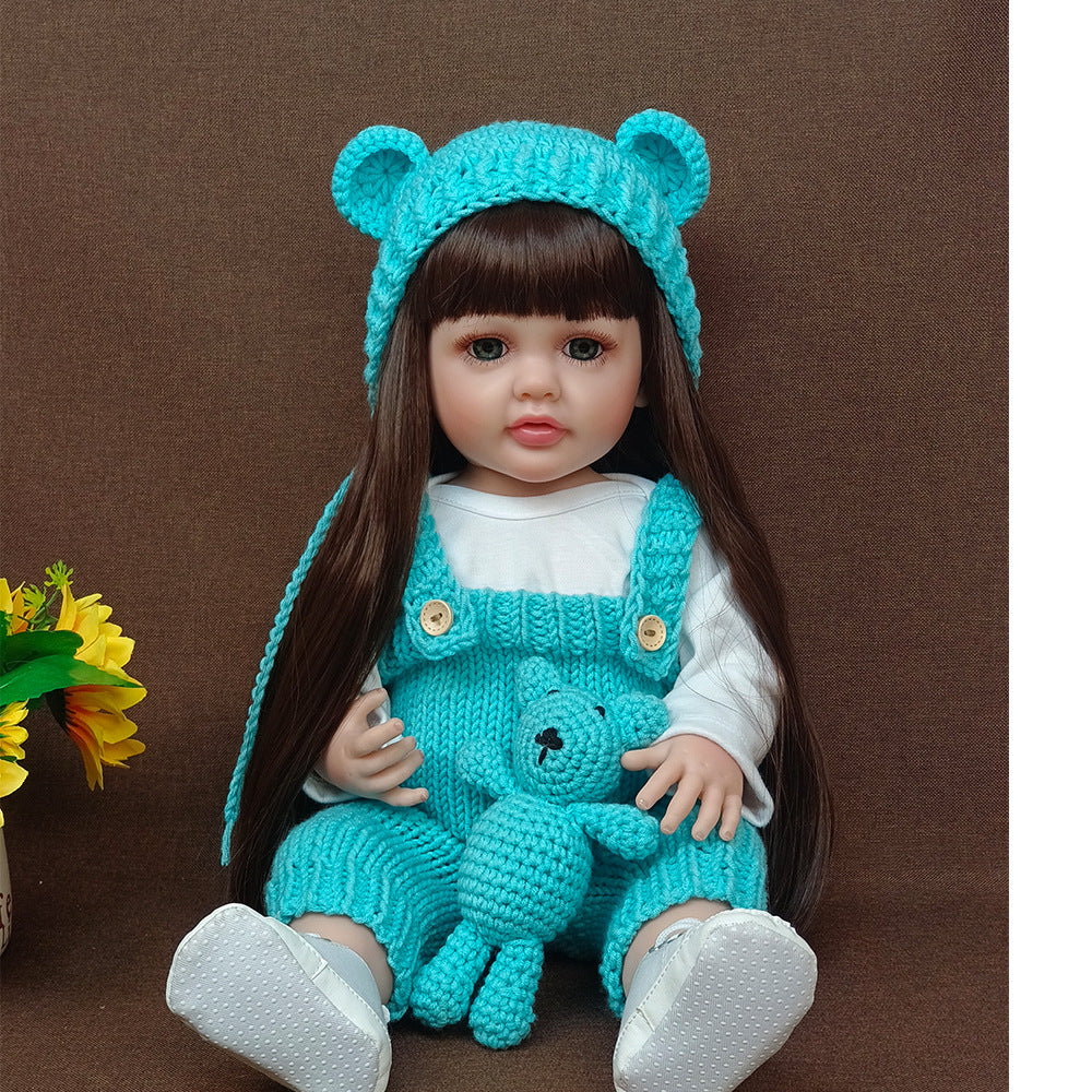 22-Zoll-Reborn-Puppe mit Ganzkörper-Vinyl und Geräuschsensor, fesselndes Spielzeug, perfektes Geschenk für Kinder und erwachsene Sammler zu besonderen Anlässen