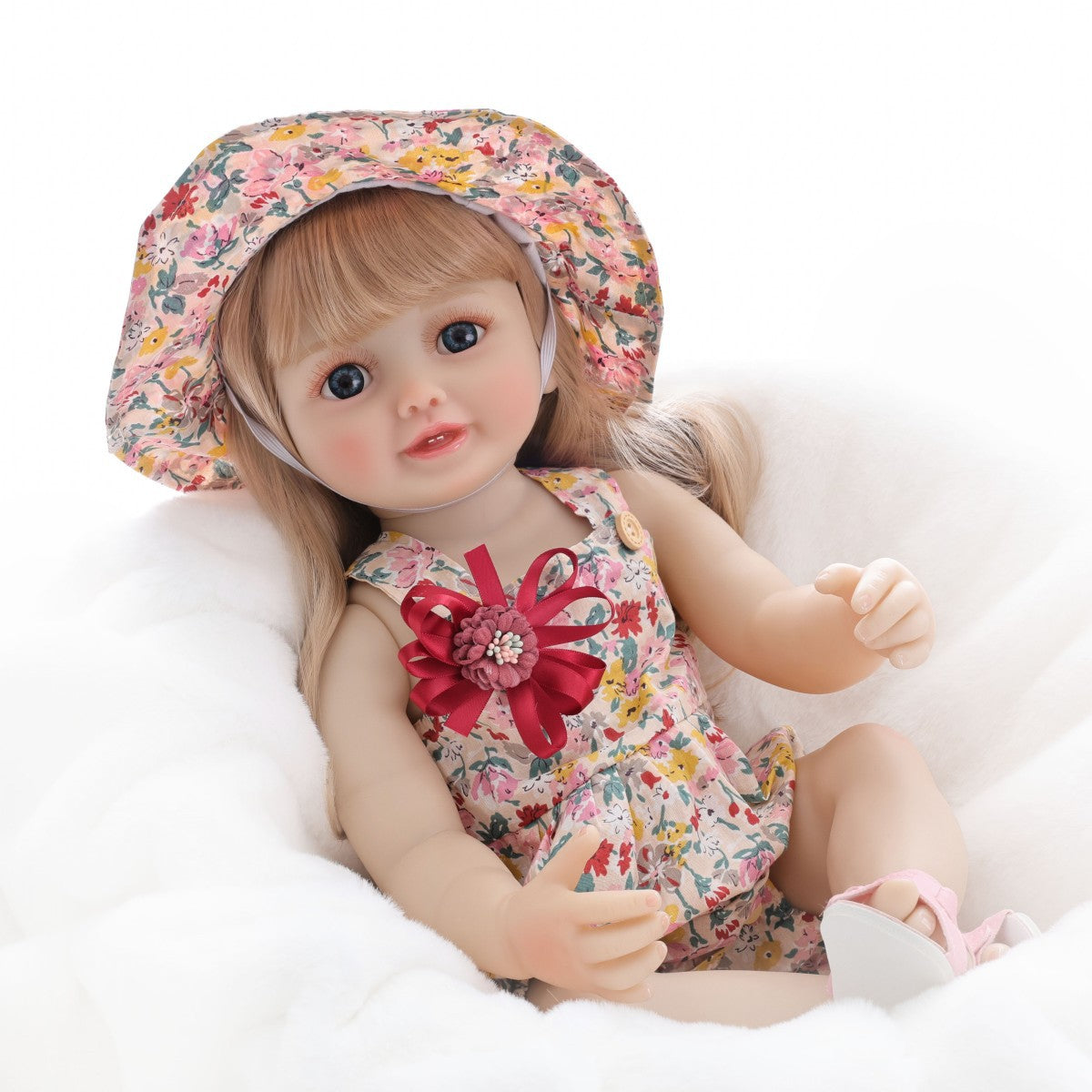 Englisch Russisch Spanisch Weinende und lachende Dialog-Puppe 22 Zoll Vollkunststoff Reborn-Puppe Simulations-Babypuppe Mädchen