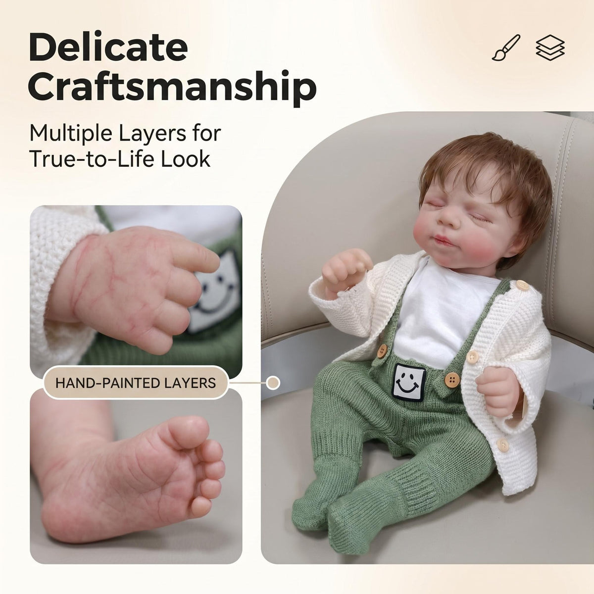 19-Zoll lebensechte Reborn-Babypuppe mit Ganzkörper-Vinyl, Neugeborenen-Puppe als Geschenk für Mädchen