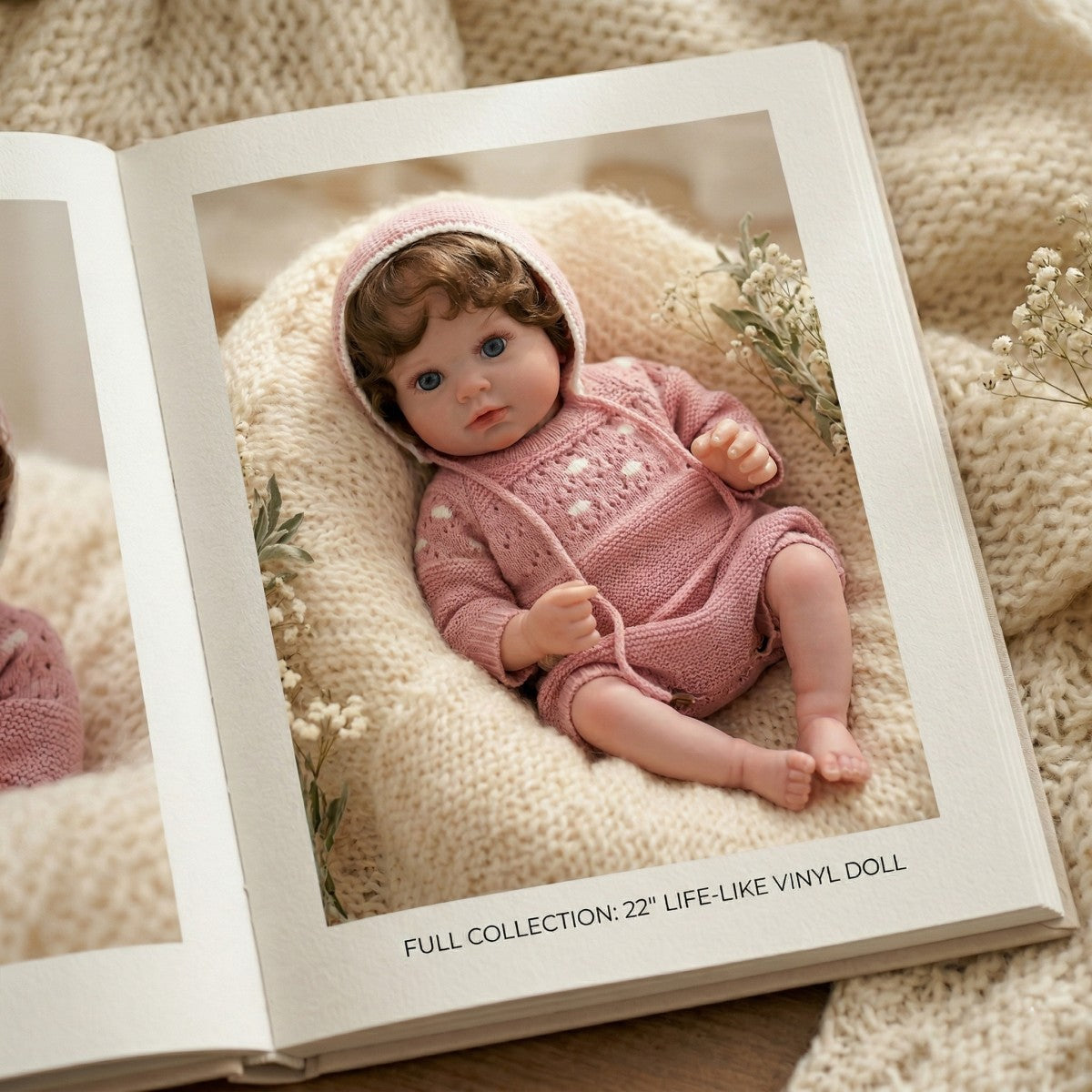 55 cm Reborn-Puppe Simulations-Baby, implantiertes Haar, handgefertigt, exquisite handbemalte 3D-Puppe