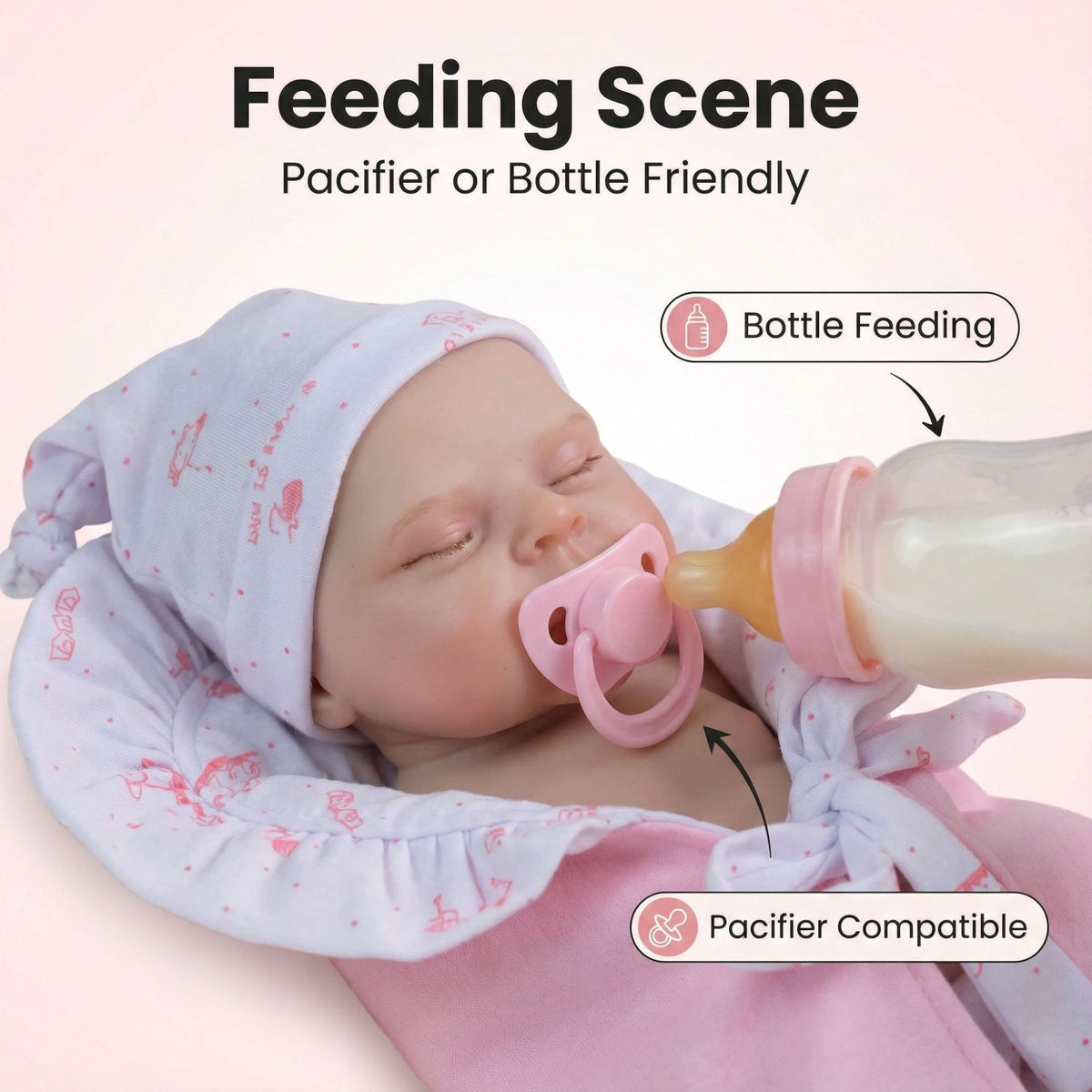 12-Zoll-Tasche in Rosa mit Pascale-Silikon-Reborn-Puppe als Weihnachtsgeschenk für Kinder