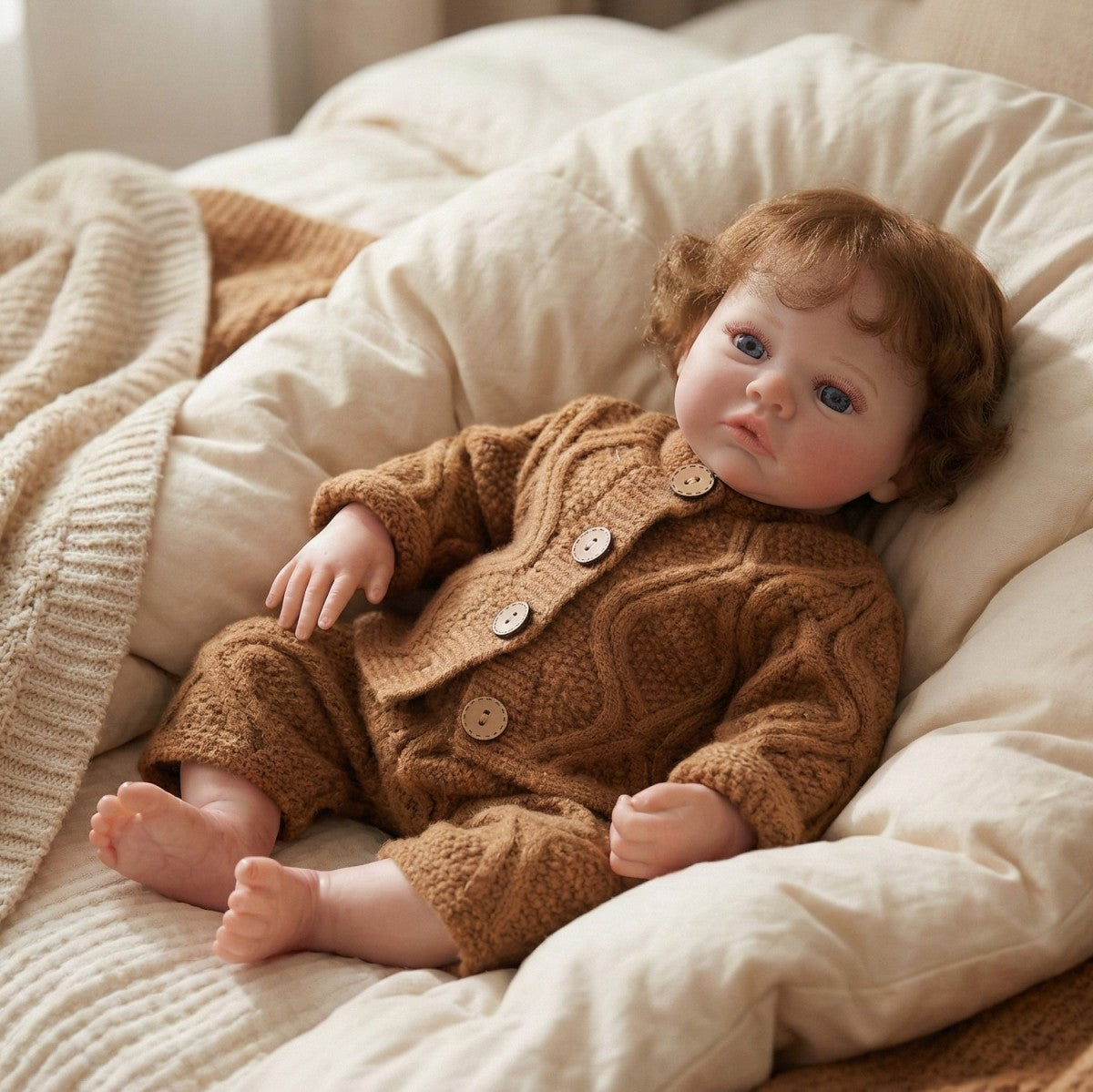 45 cm Reborn-Puppe mit implantierten Haaren, Baby-Simulation